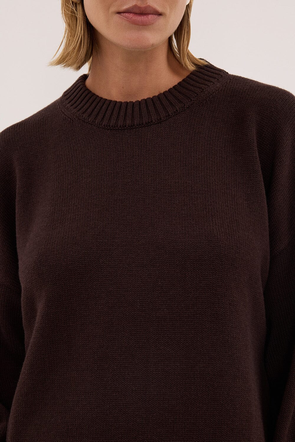 MILA CHOCOLATE CREW NECK KNIT JUMPER - Image 4