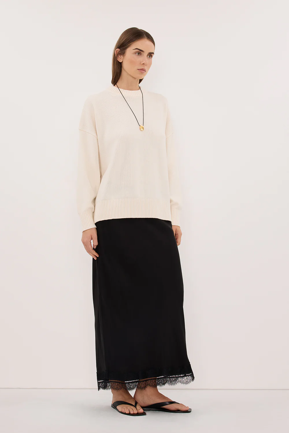 MILA CREAM CREW NECK KNIT JUMPER - Image 3