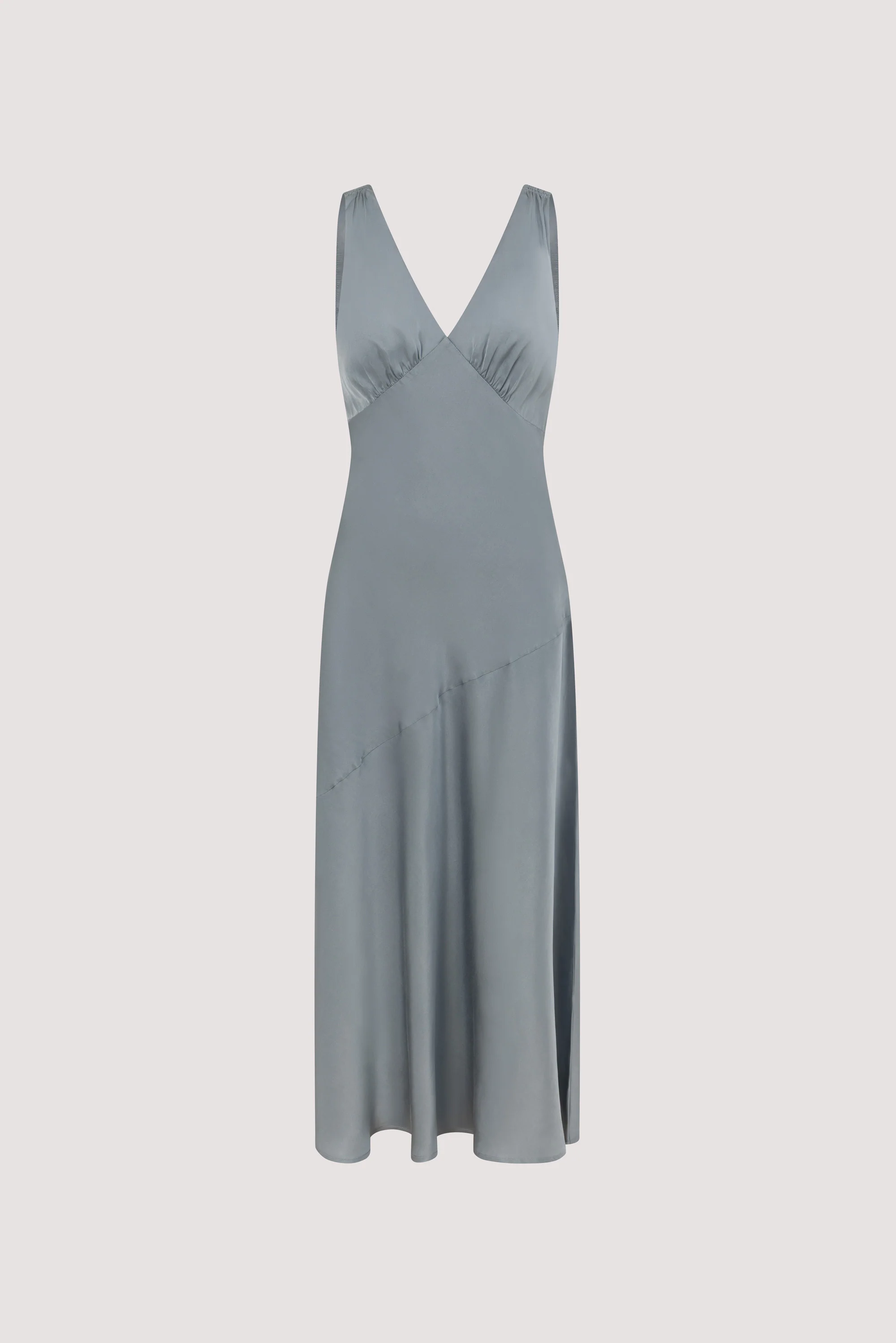 MILA DUSTY BLUE SILK MIDI DRESS - Image 6