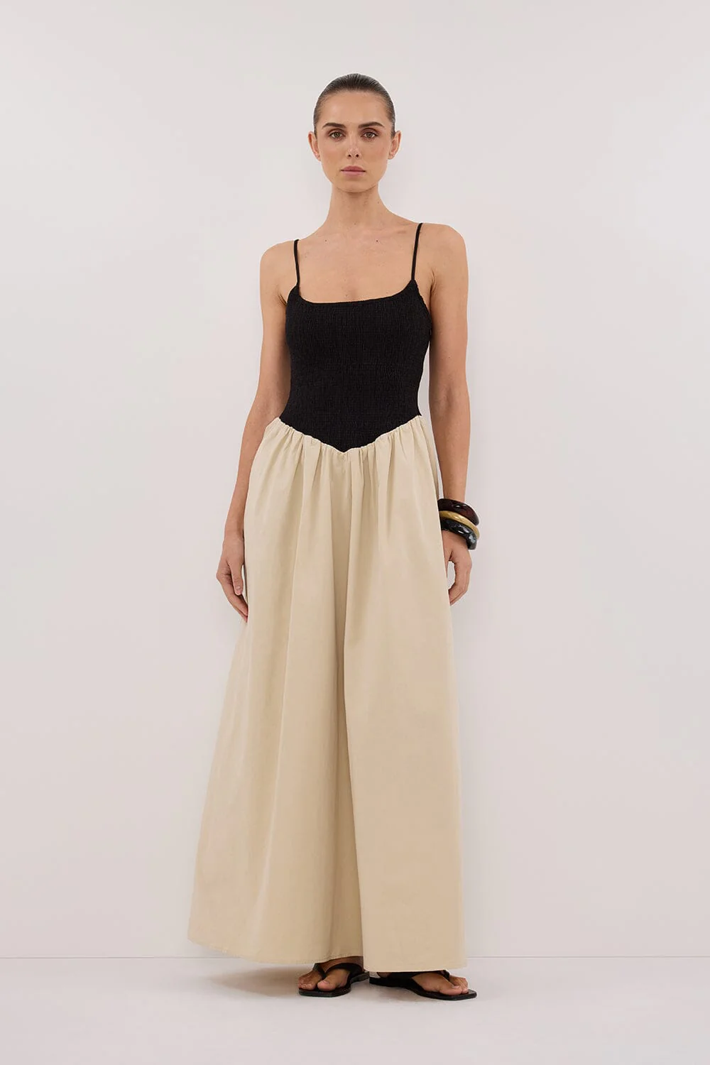 MILANO BLACK AND STONE MIDI DRESS