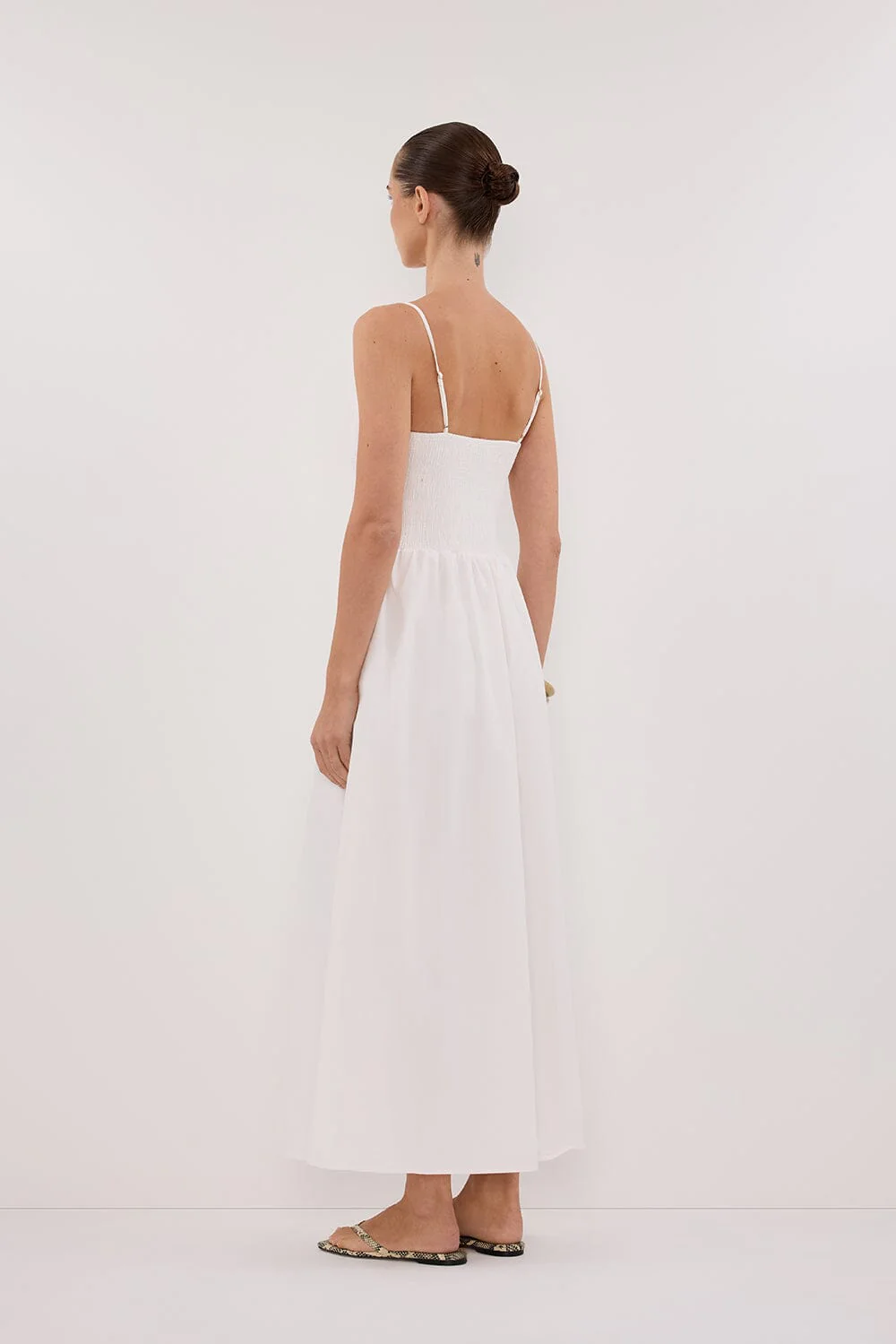 MILANO WHITE COTTON MIDI DRESS - Image 4