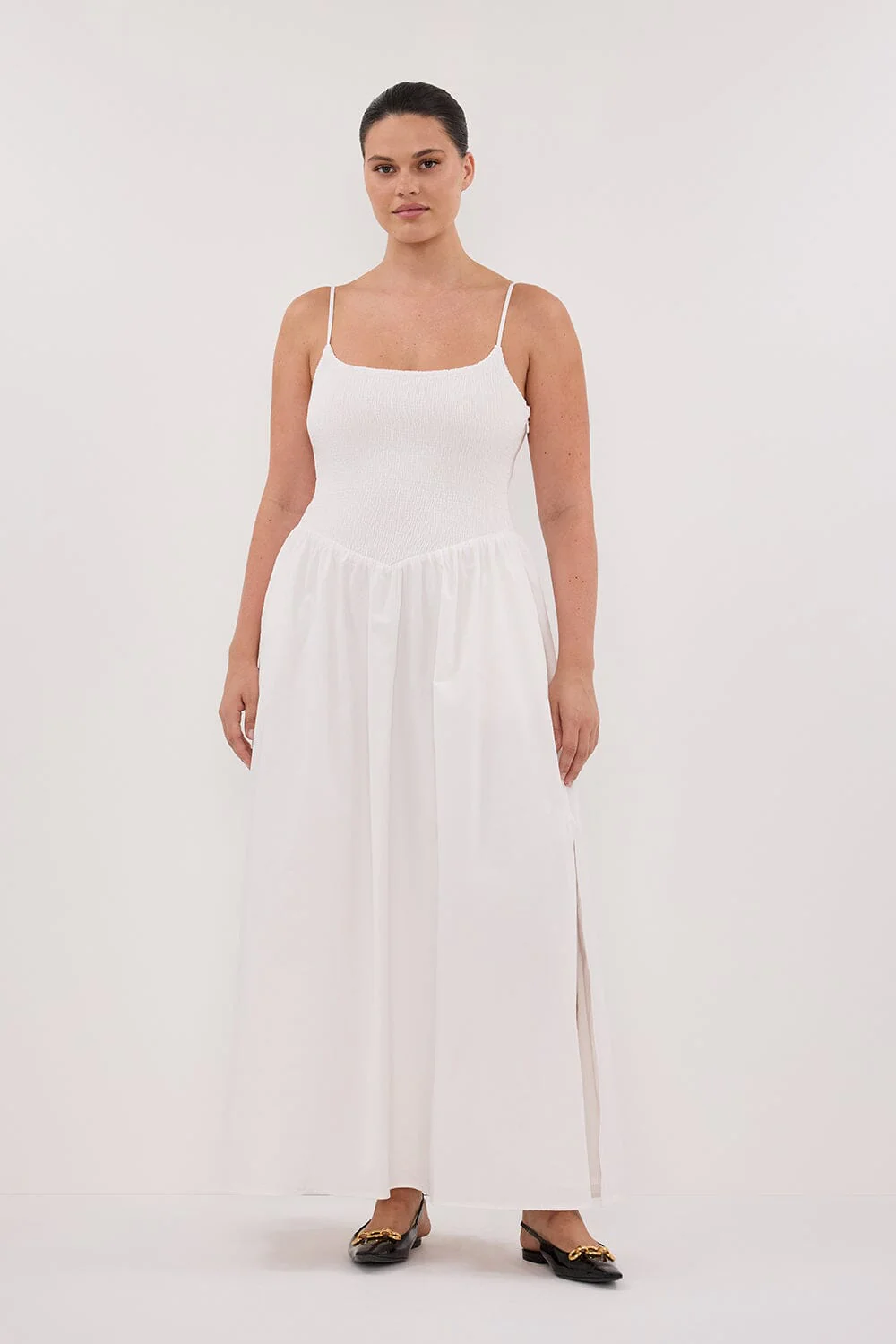 MILANO WHITE COTTON MIDI DRESS - Image 6