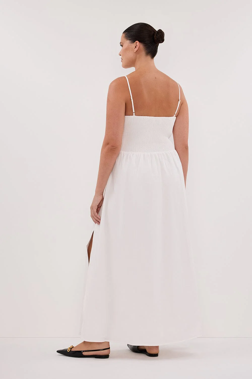 MILANO WHITE COTTON MIDI DRESS - Image 7