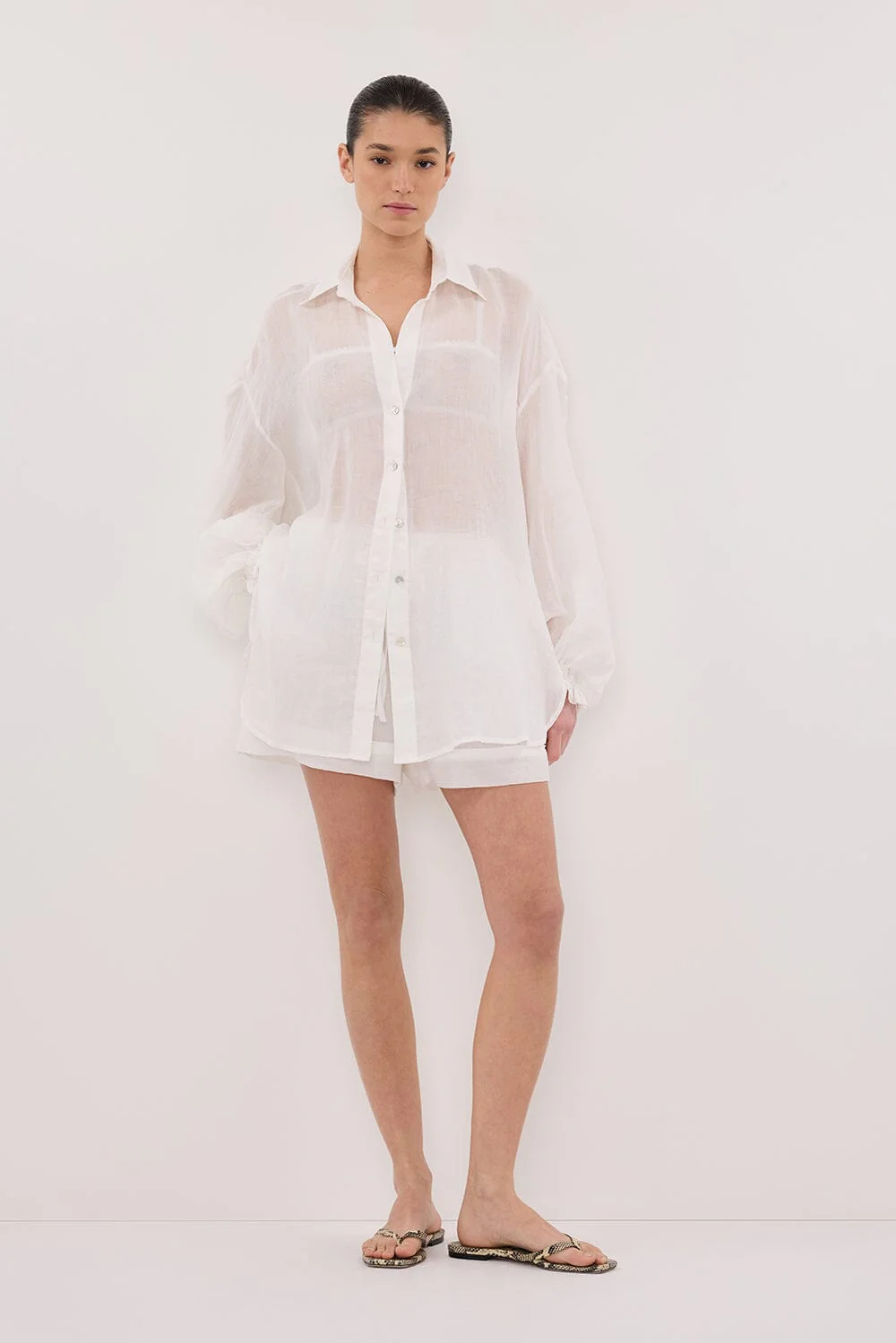 MILLER WHITE RAMIE LONG SLEEVE SHIRT