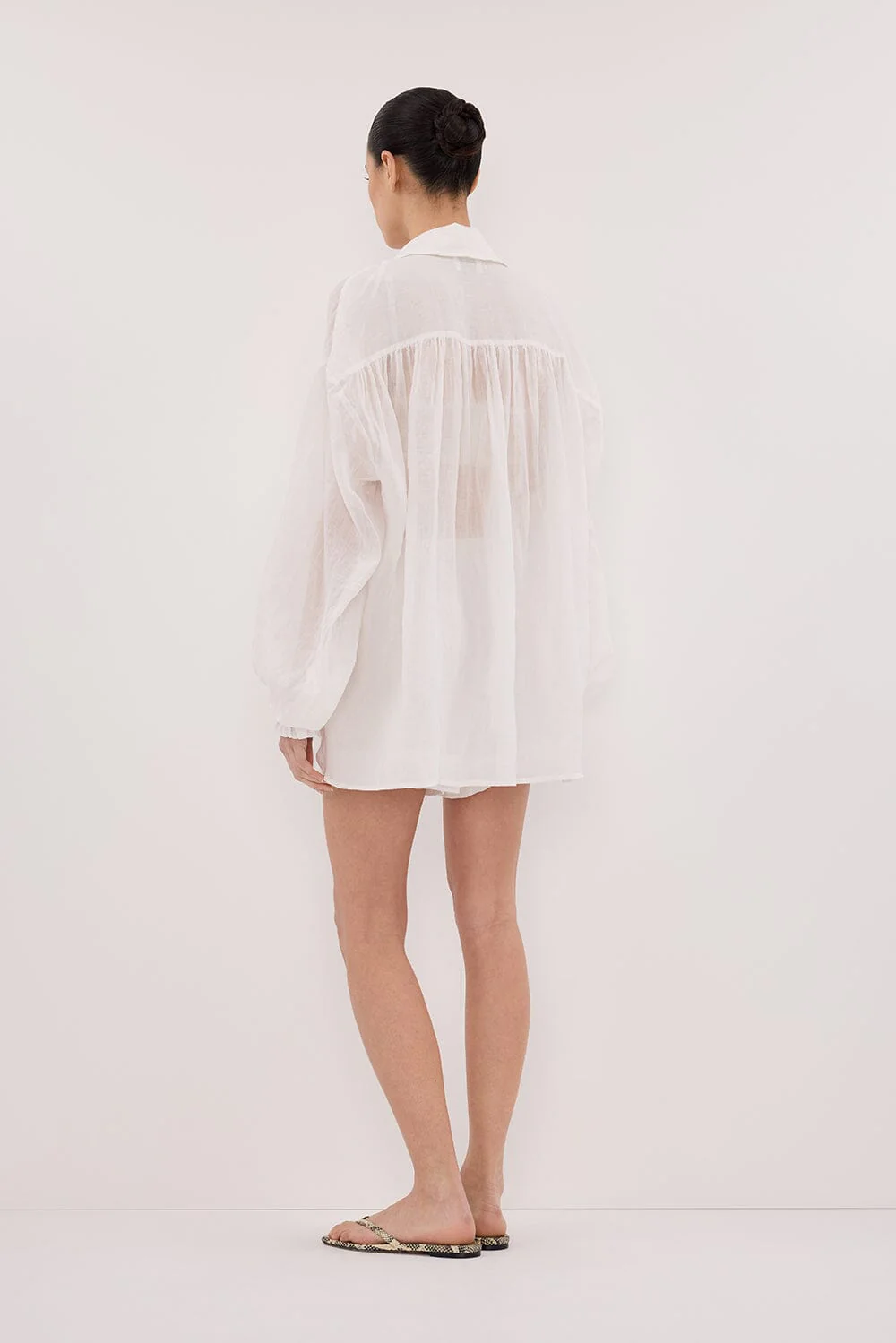 MILLER WHITE RAMIE LONG SLEEVE SHIRT - Image 4
