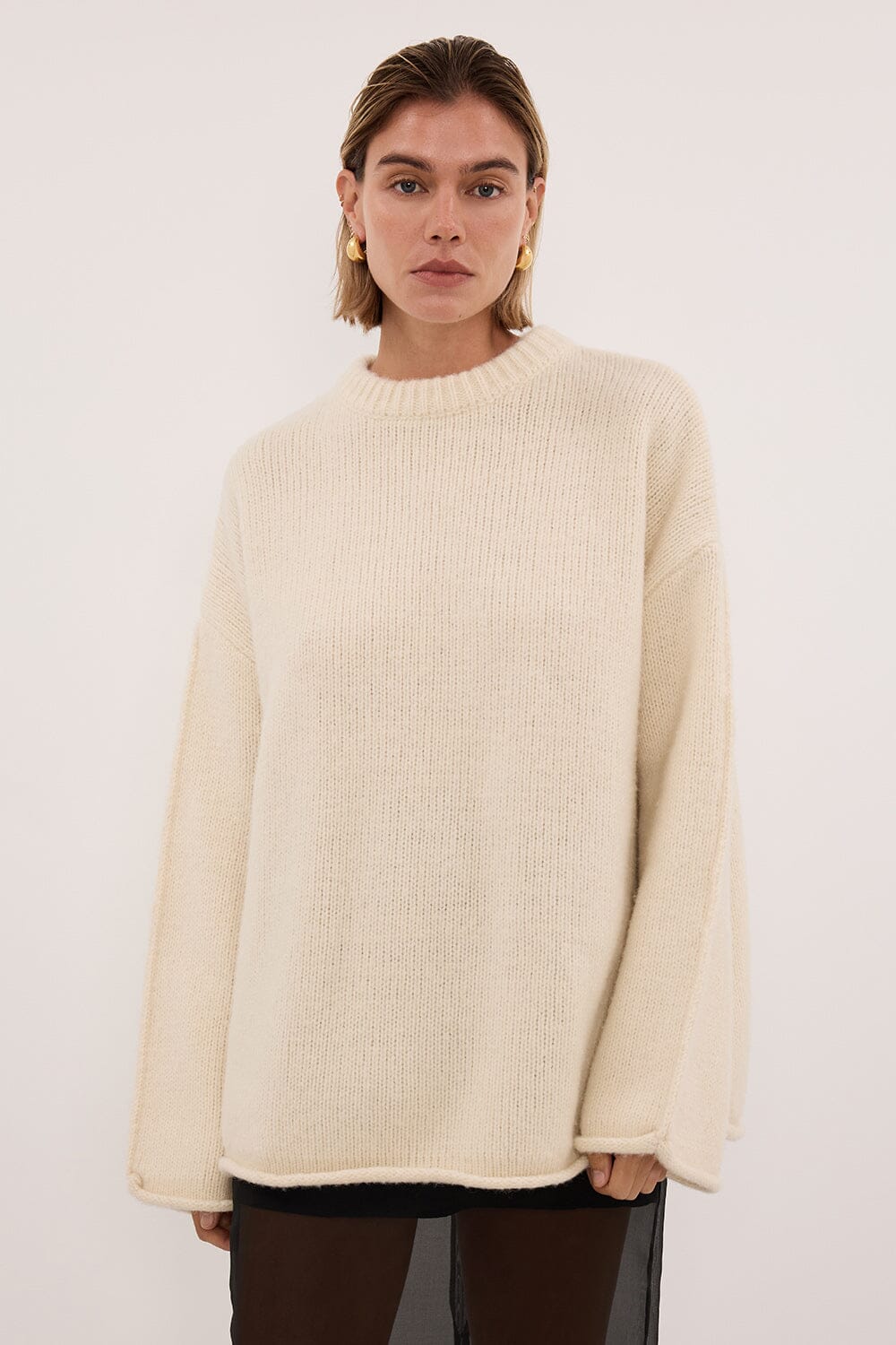 MILLY CREAM CREW NECK KNIT JUMPER - Image 3