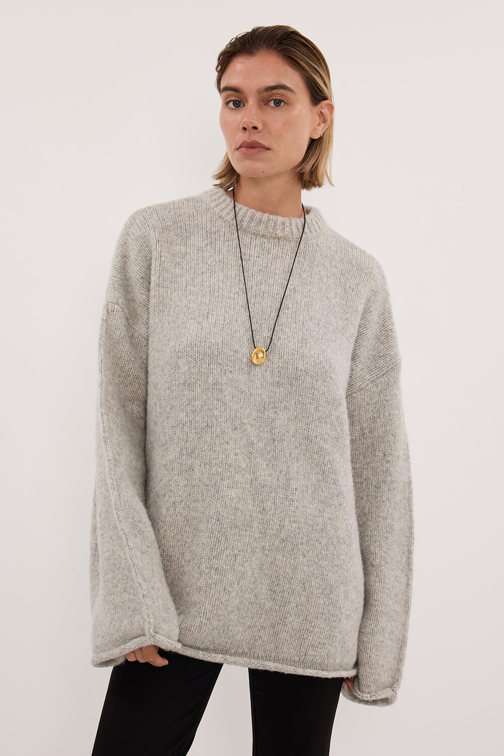 MILLY SILVER CREW NECK KNIT JUMPER - Image 2
