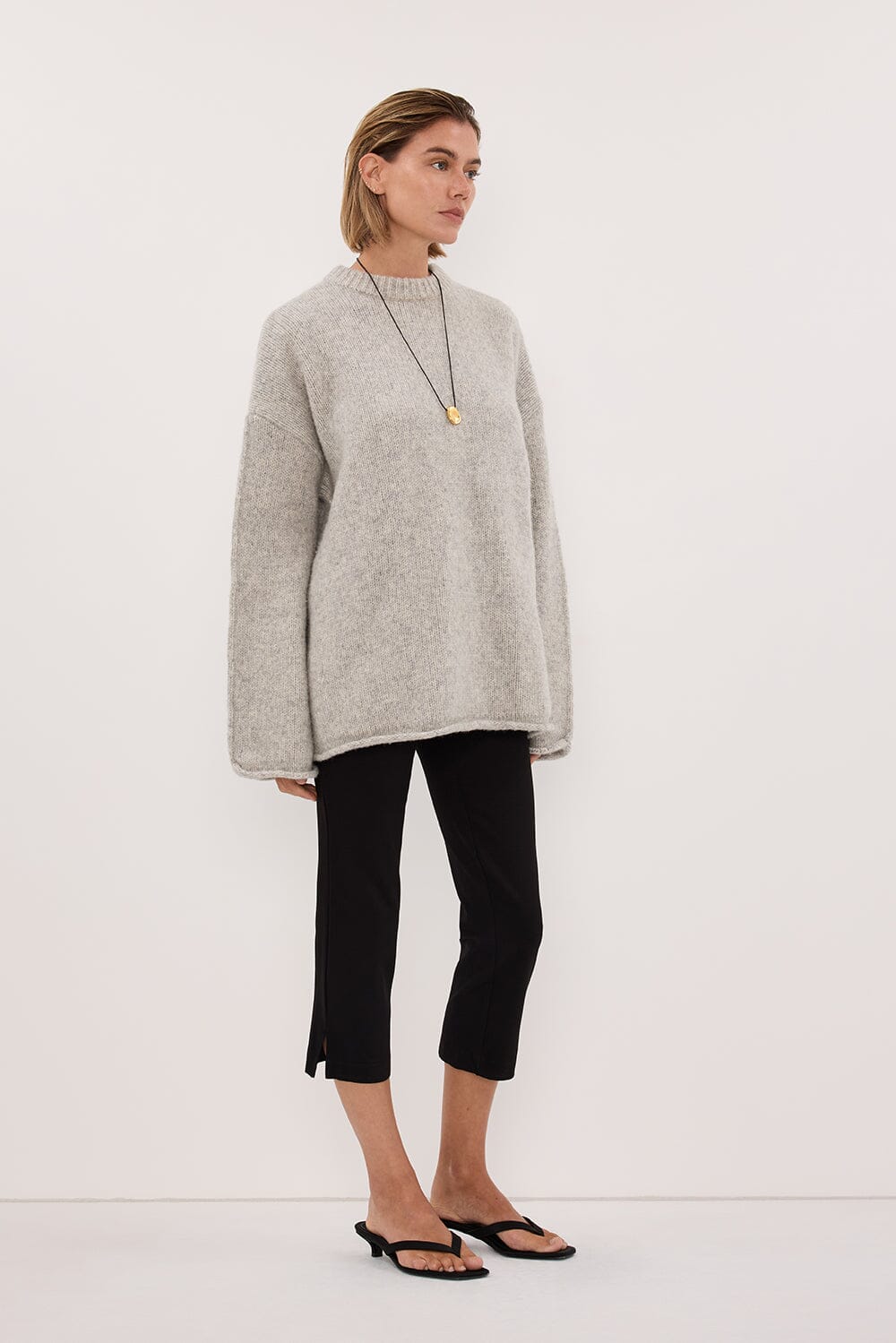 MILLY SILVER CREW NECK KNIT JUMPER - Image 3