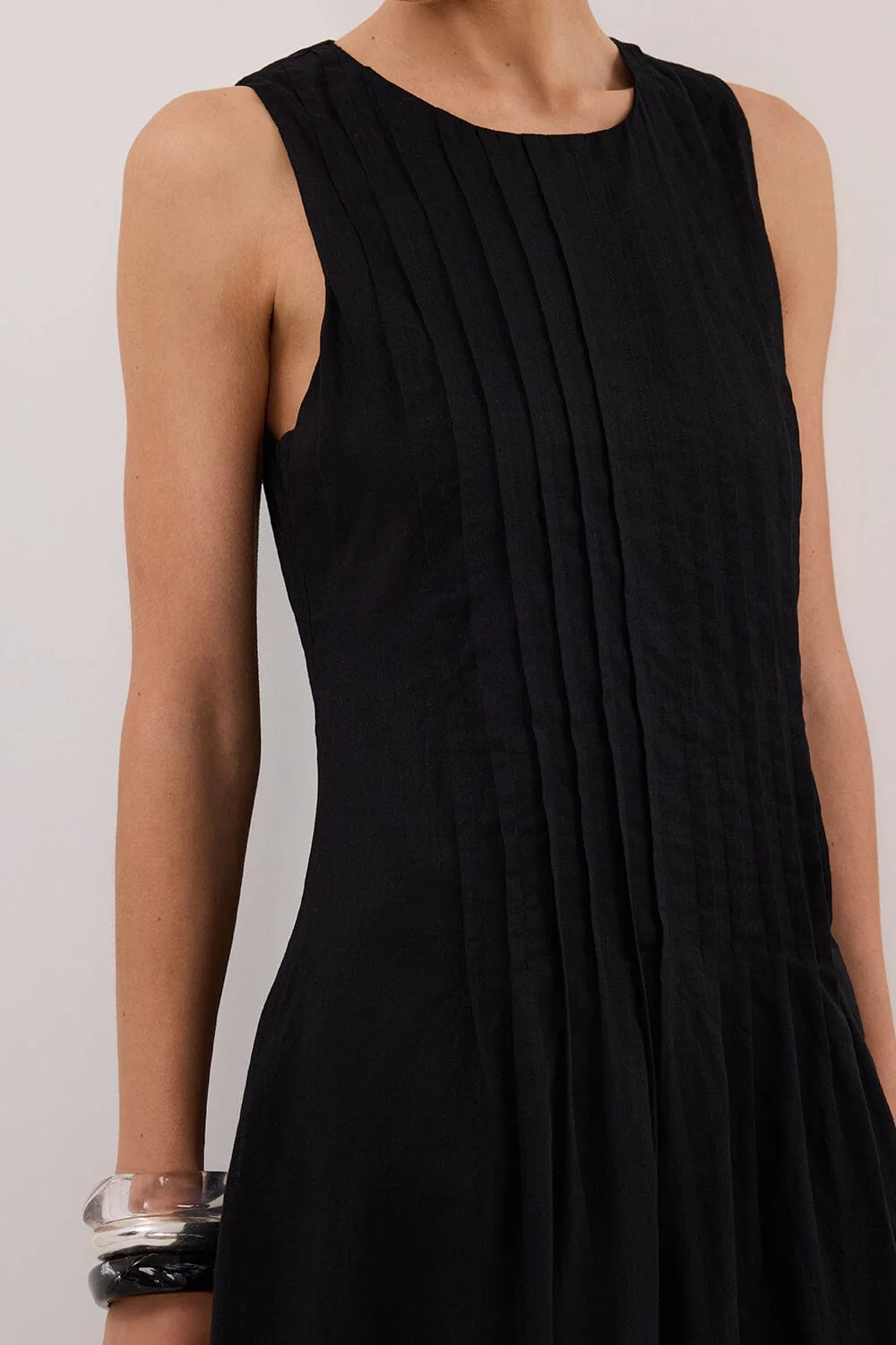 MILO BLACK LINEN BLEND MIDI DRESS - Image 5