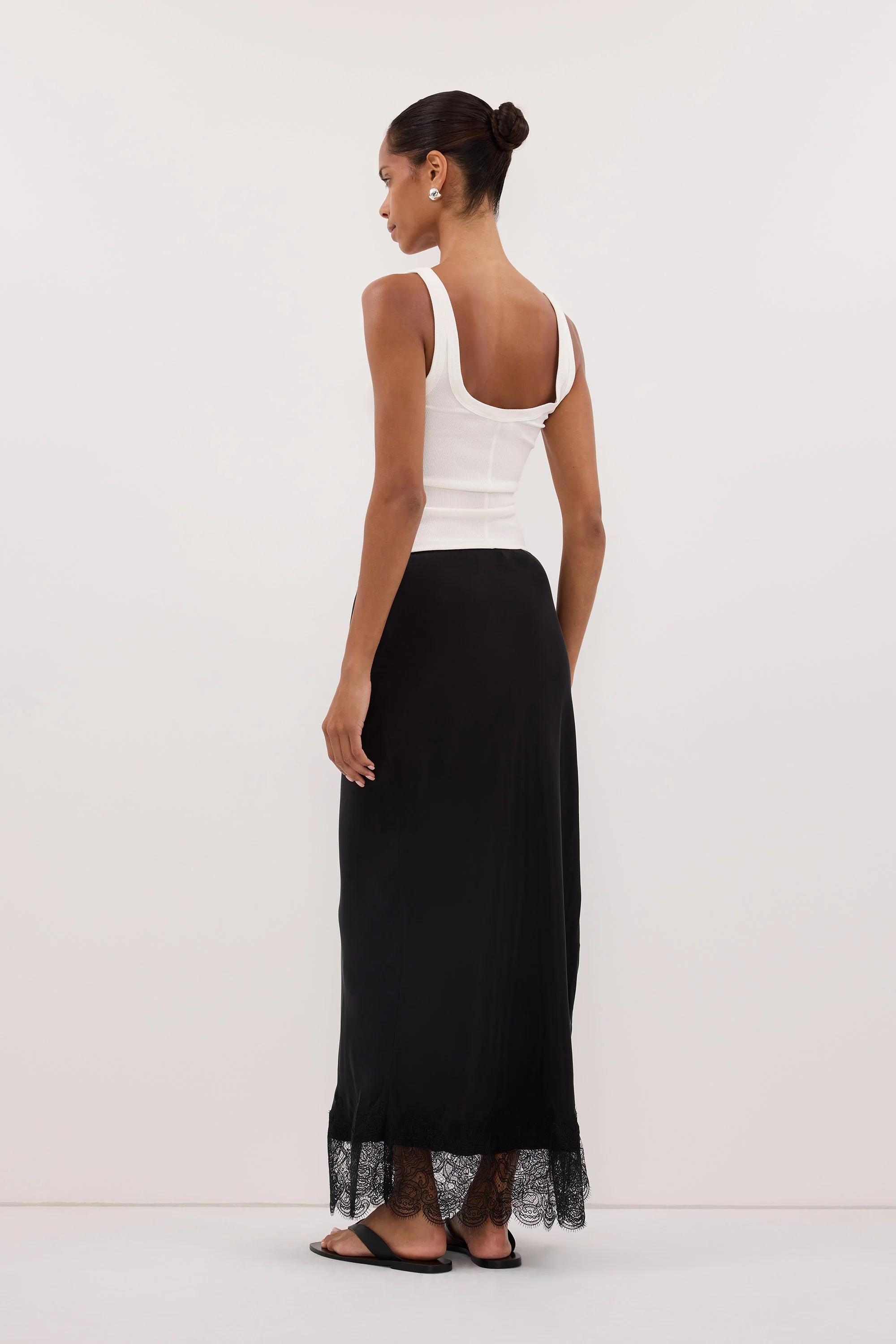 MINA BLACK CUPRO LACE MIDI SKIRT - Image 7