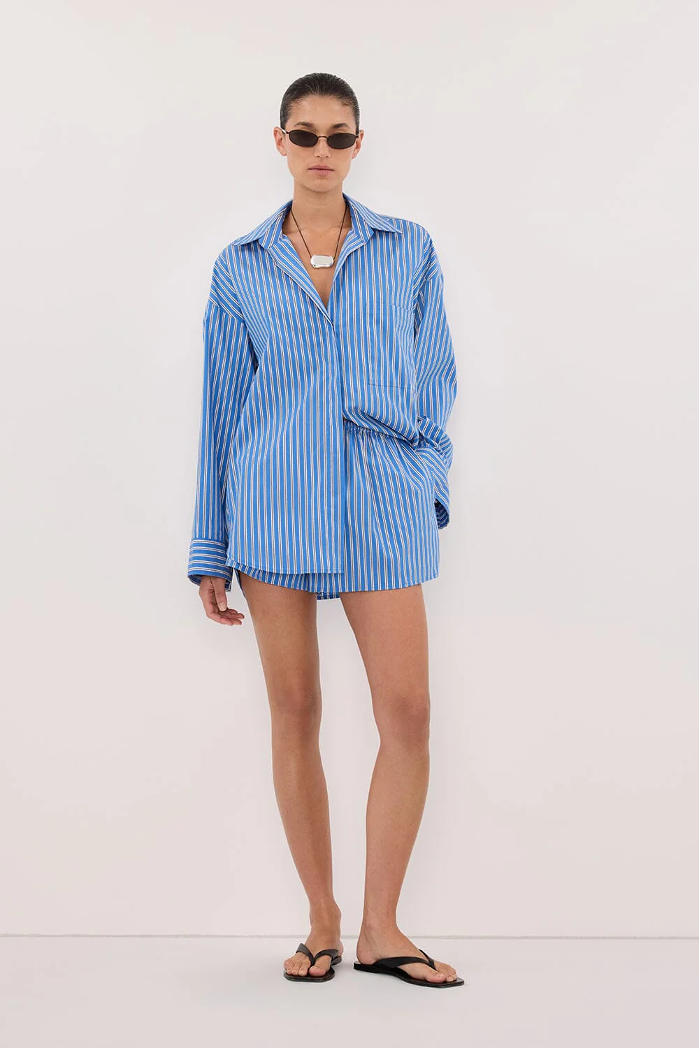 MISHA AZURE BLUE STRIPE SHORT - Image 2