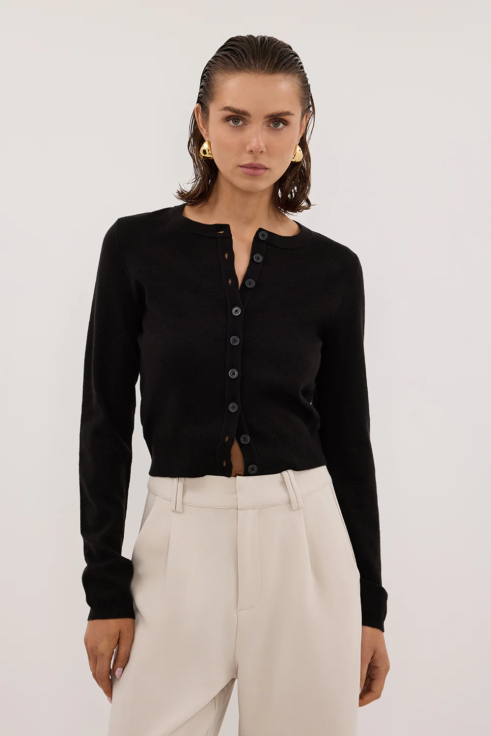MONACO BLACK LONG SLEEVE CARDIGAN - Image 2