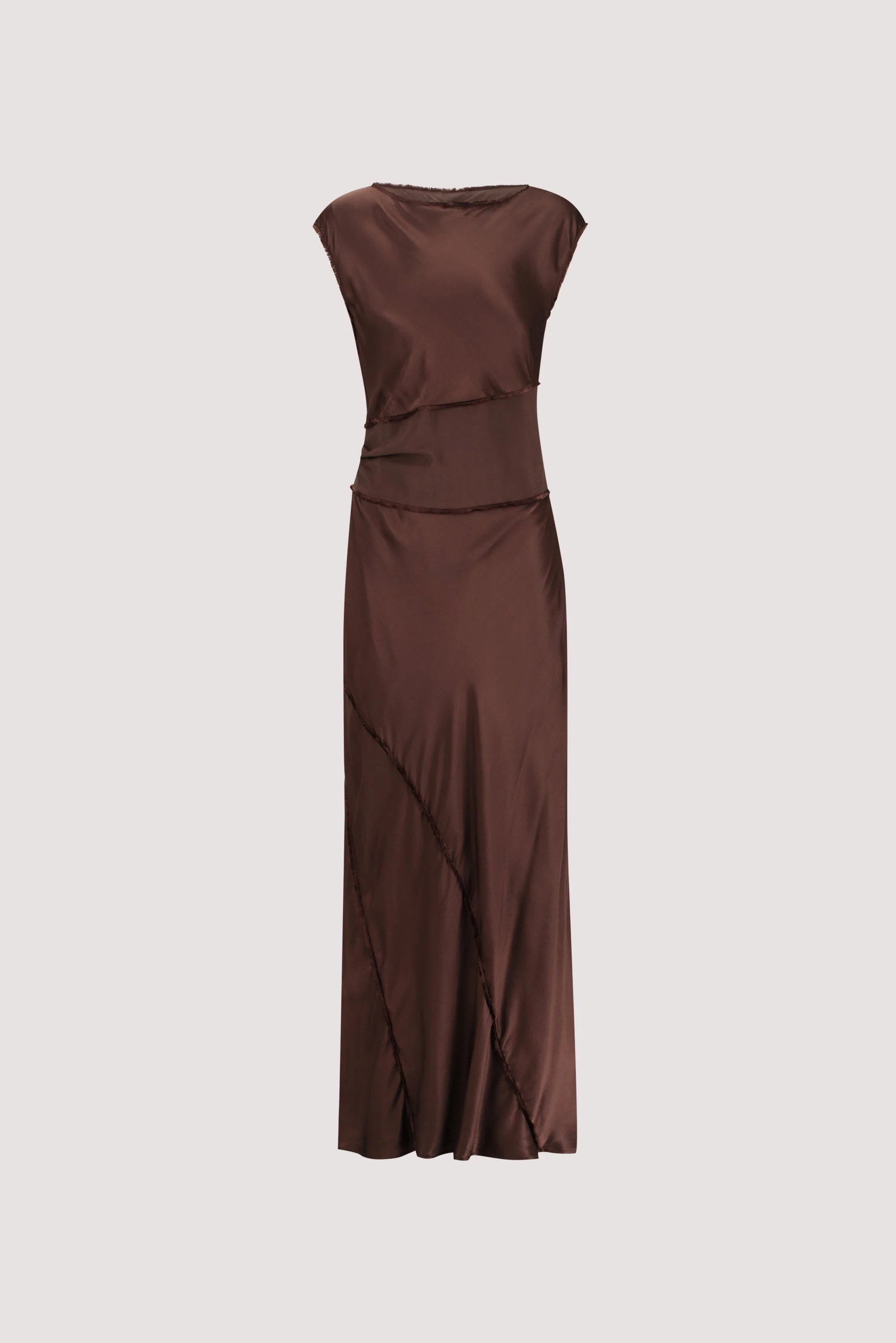 MONICA BITTER CHOCOLATE SATIN MIDI DRESS - Image 6