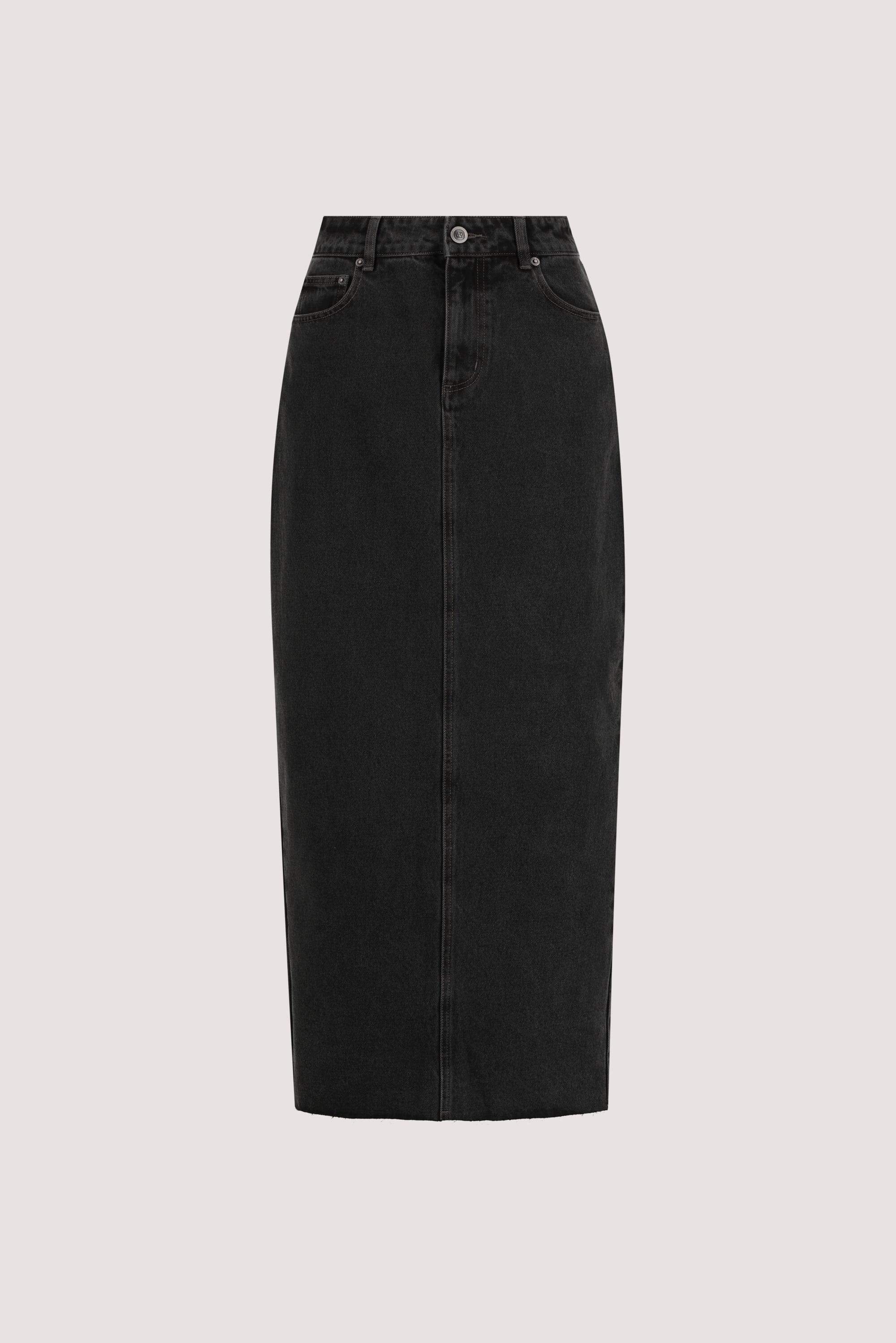 MONROE BLACK RINSE DENIM MIDI SKIRT - Image 6