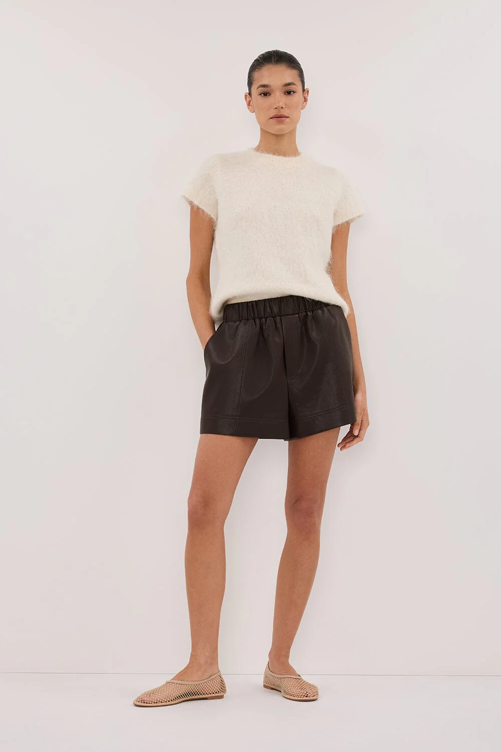 MONTY CHOC FAUX LEATHER SHORT