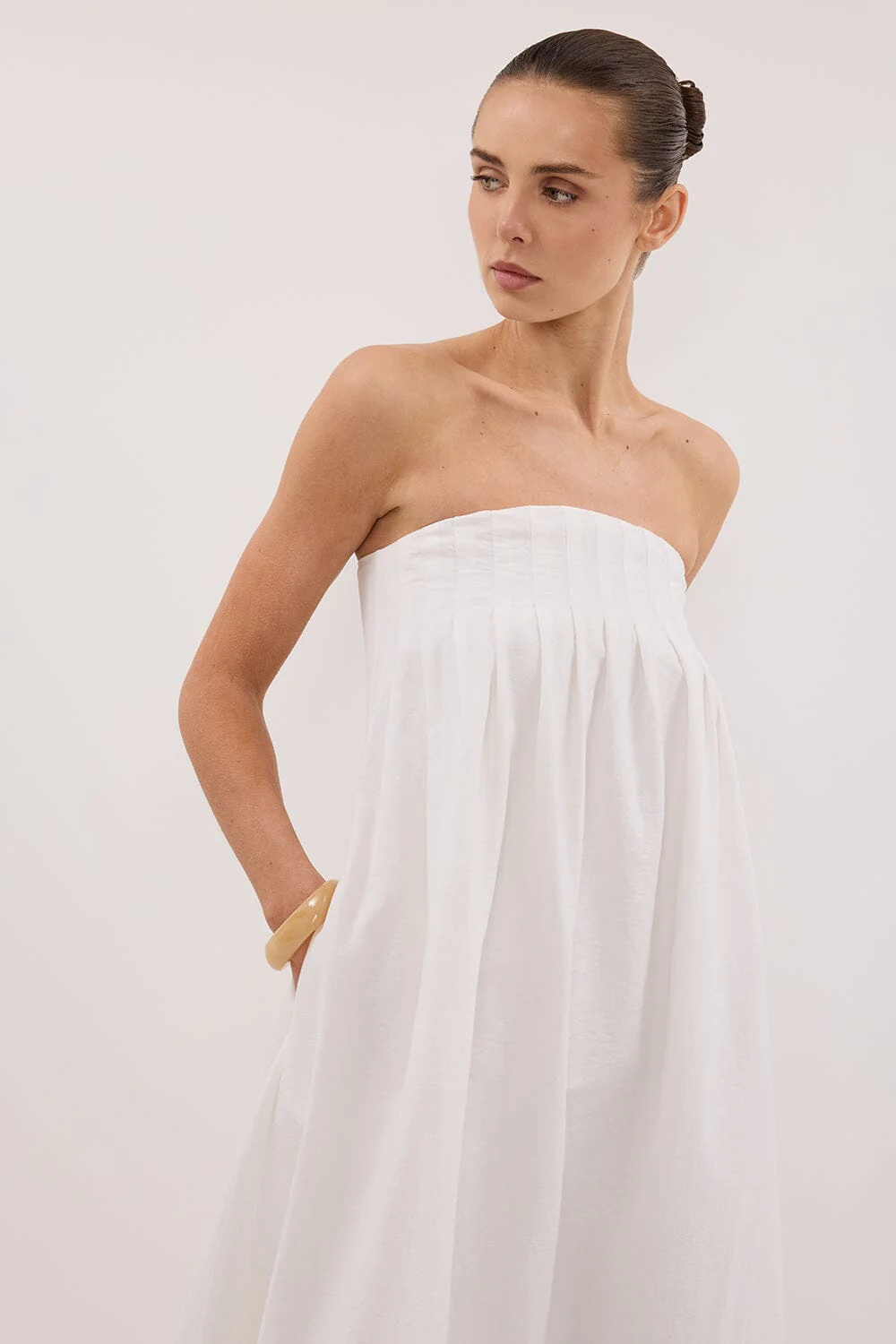 MORGAN WHITE STRAPLESS MIDI DRESS - Image 2