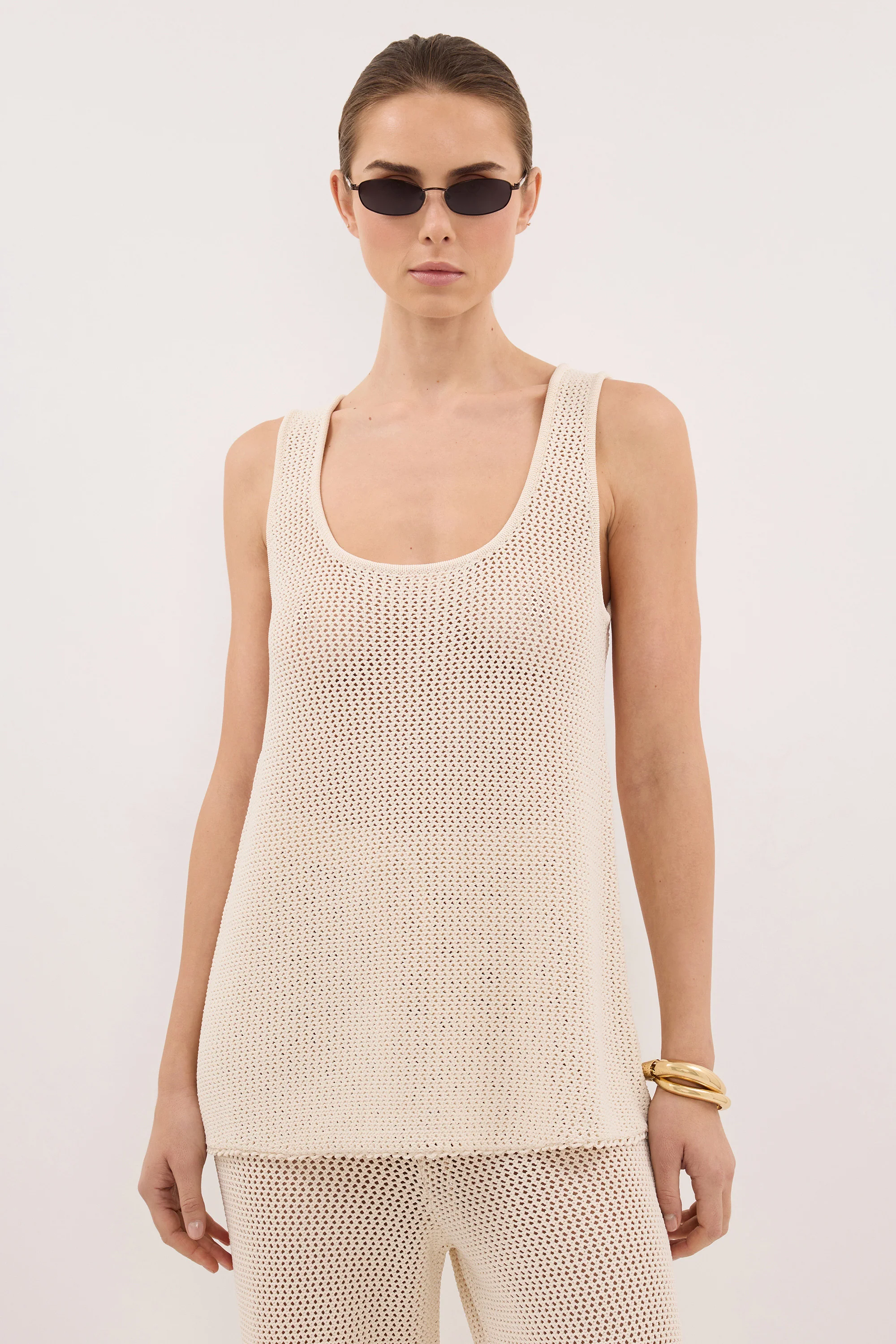 NALIA NATURAL OPEN KNIT SCOOP TANK - Image 2