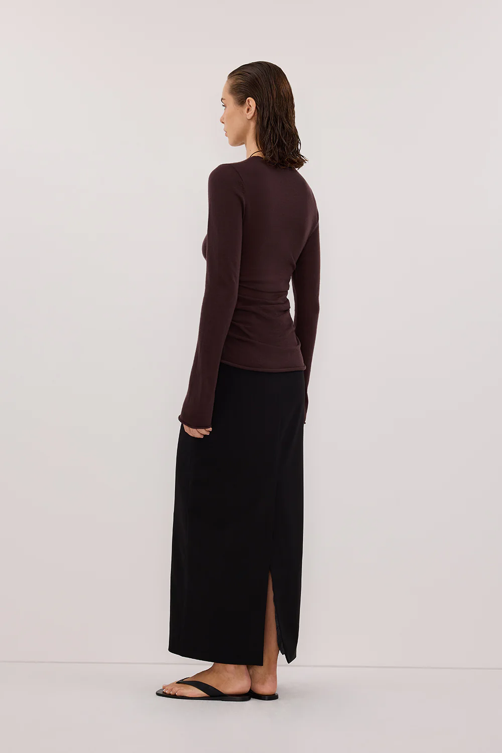 NICO BITTER CHOC MERINO KNIT TOP - Image 4