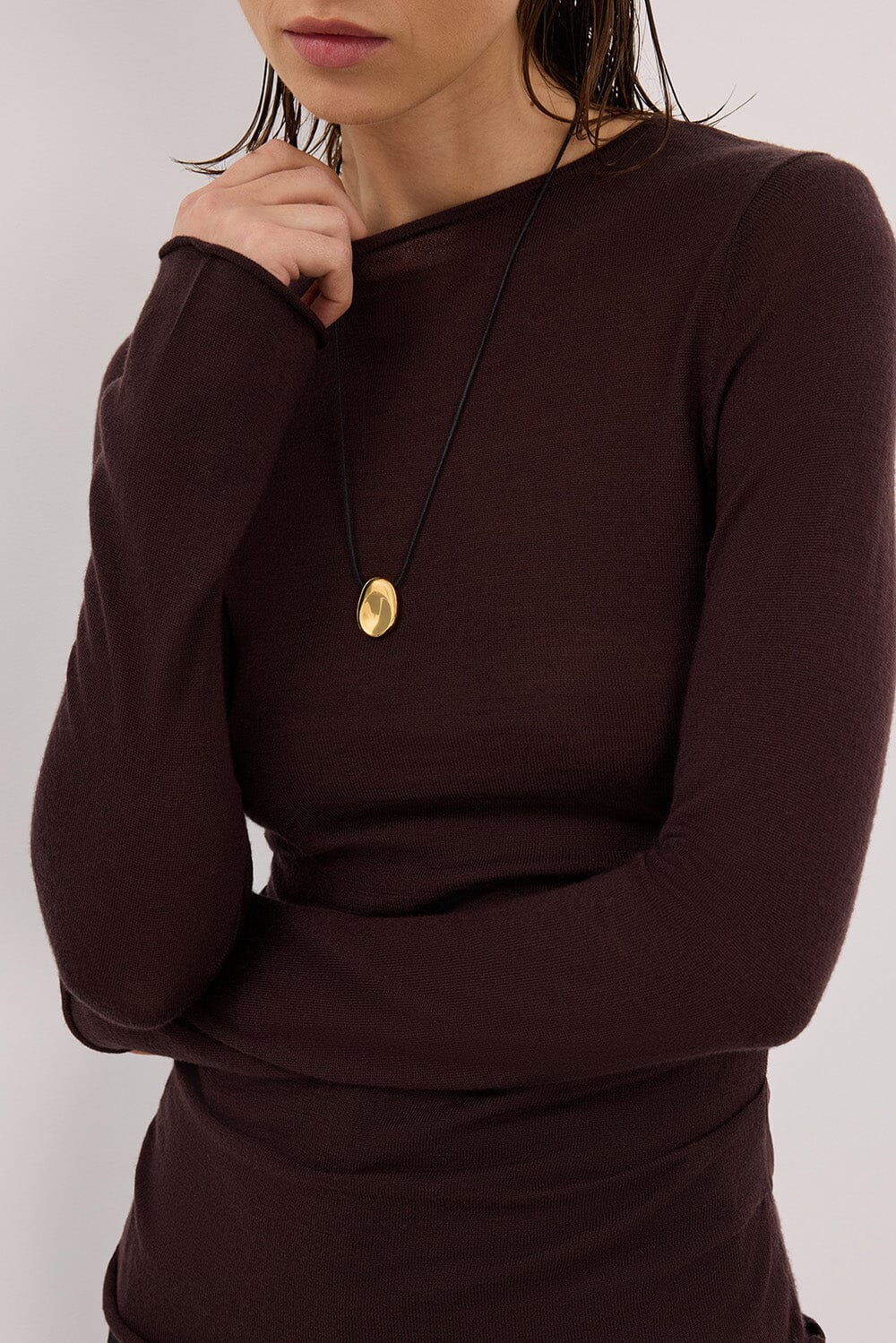 NICO BITTER CHOC MERINO KNIT TOP - Image 6