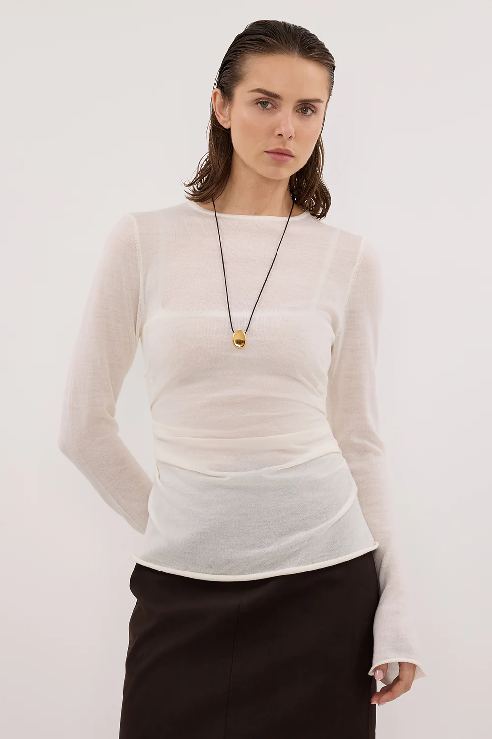 NICO OFF WHITE MERINO KNIT TOP - Image 2