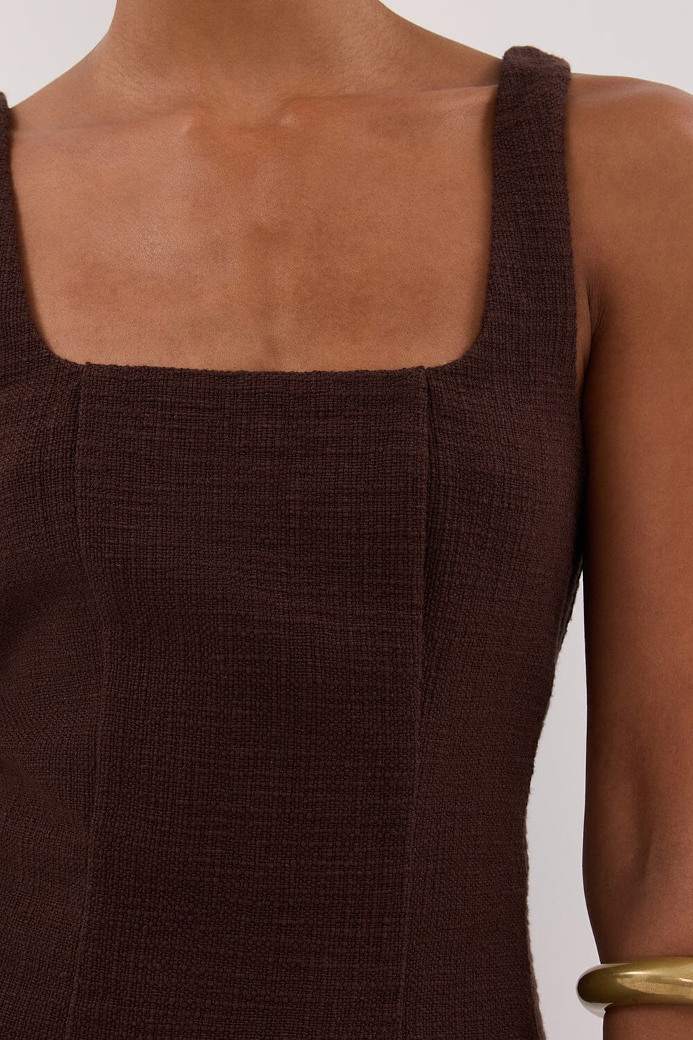 NIEVE CHOCOLATE SLEEVELESS MINI DRESS - Image 5