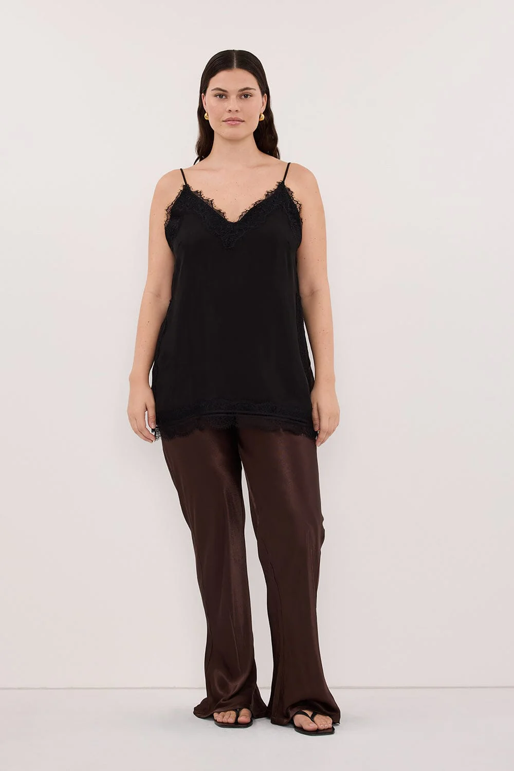 NIKKI BITTER CHOC SATIN BIAS PANT - Image 6