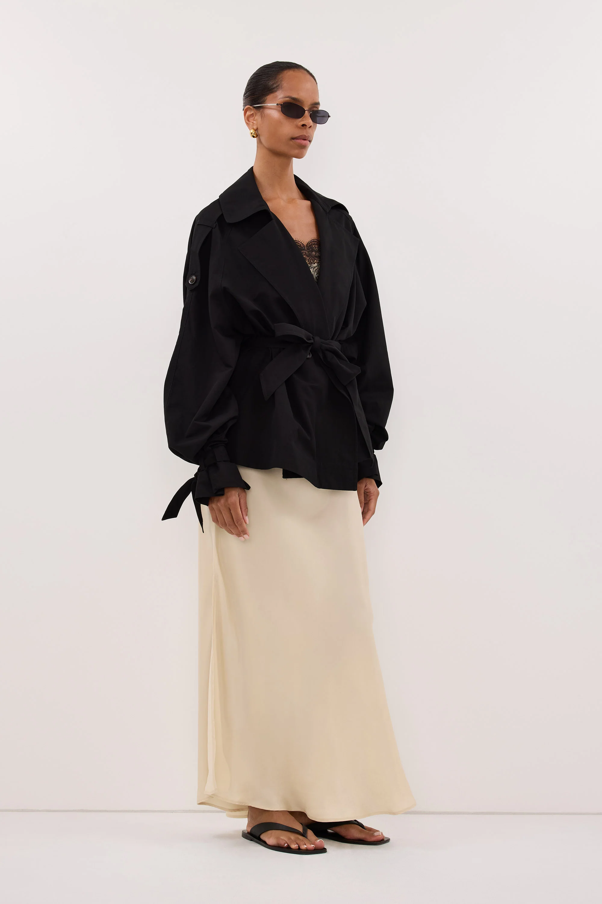 NINA BLACK LIGHTWEIGHT MINI TRENCH - Image 3