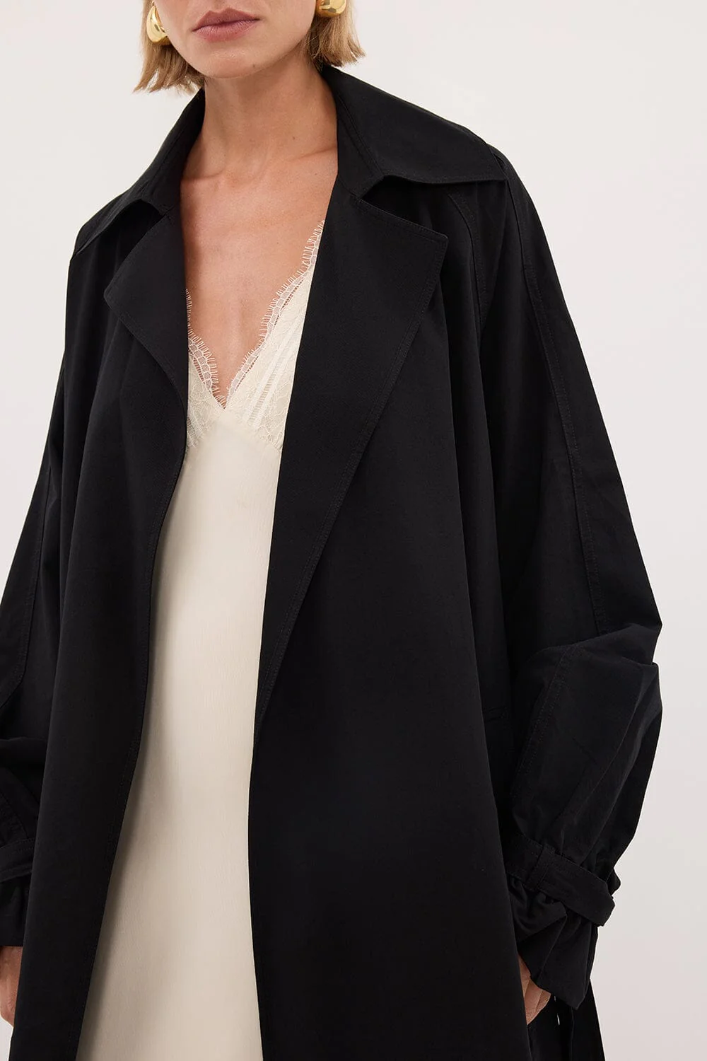 NINA BLACK LIGHTWEIGHT TRENCH COAT - Image 6