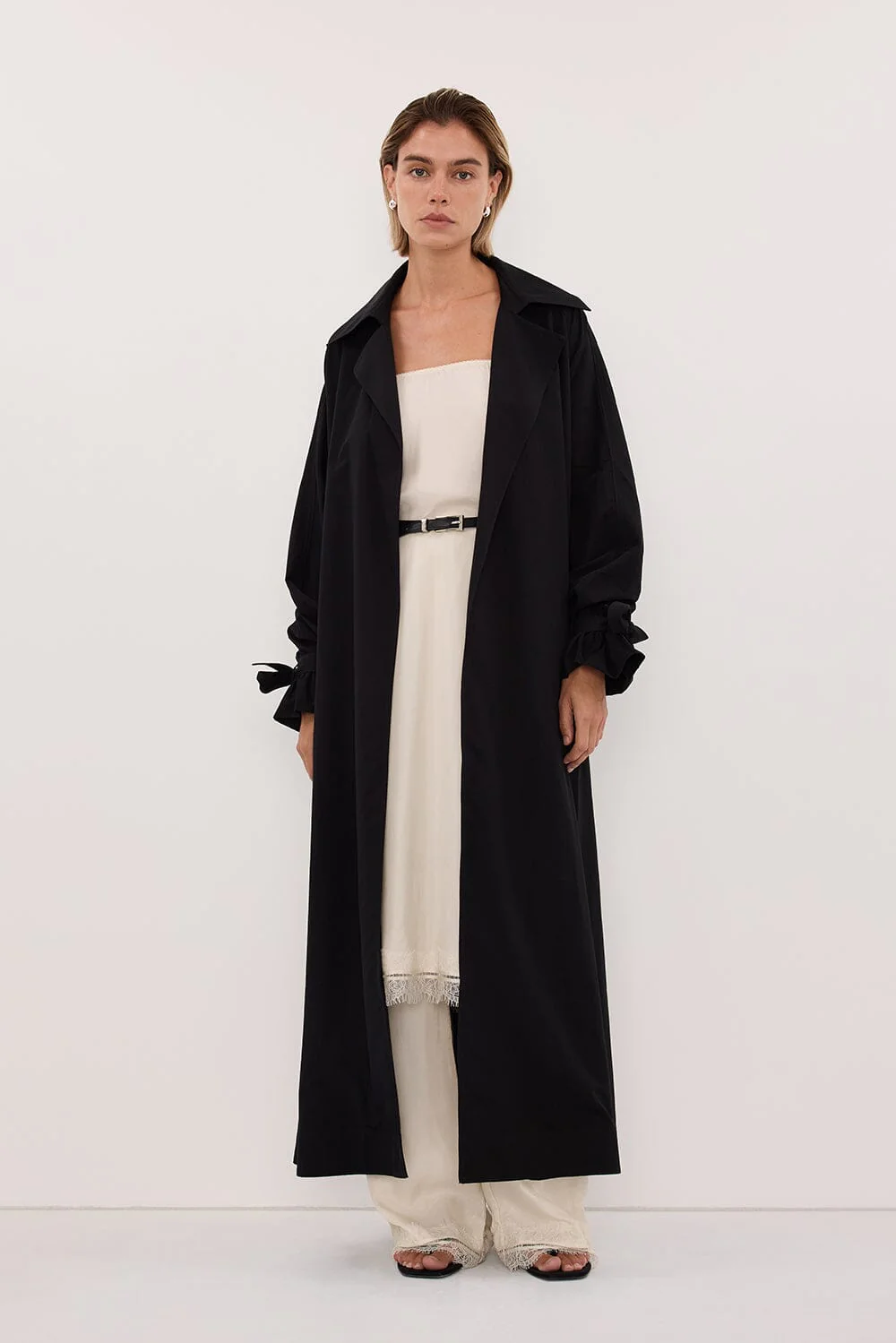NINA BLACK LIGHTWEIGHT TRENCH COAT - Image 7