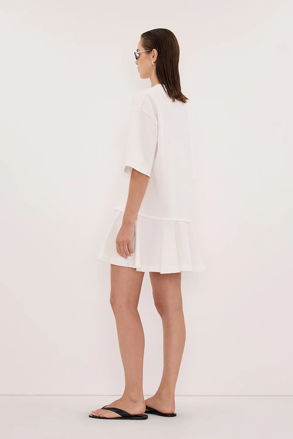 NOAH WHITE SHORT SLEEVE RUFFLE MINI DRESS - Image 4