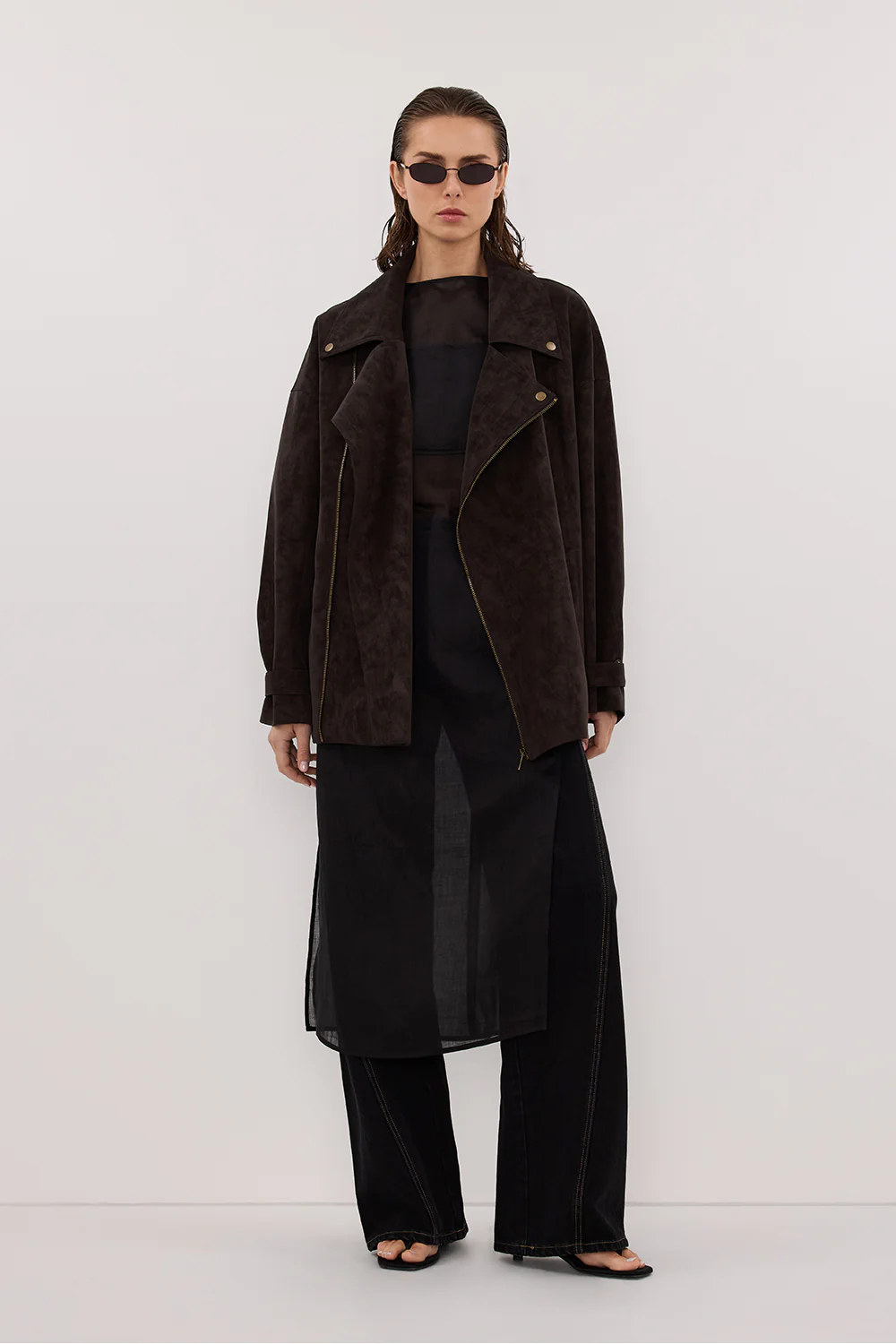 OAKLAND CHOC OVERSIZED FAUX SUEDE JACKET