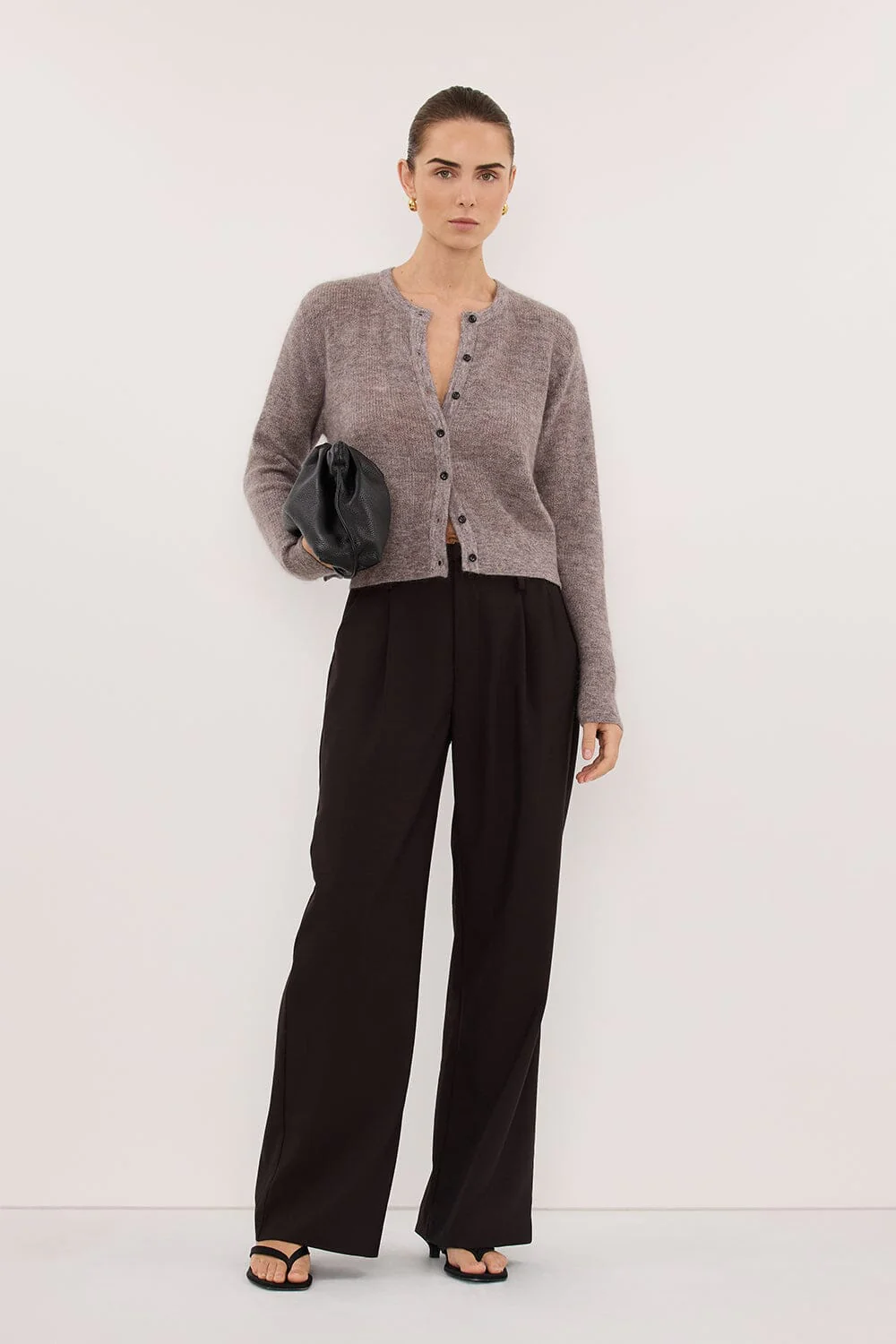 ONYX TAUPE MARLE KNIT CARDIGAN