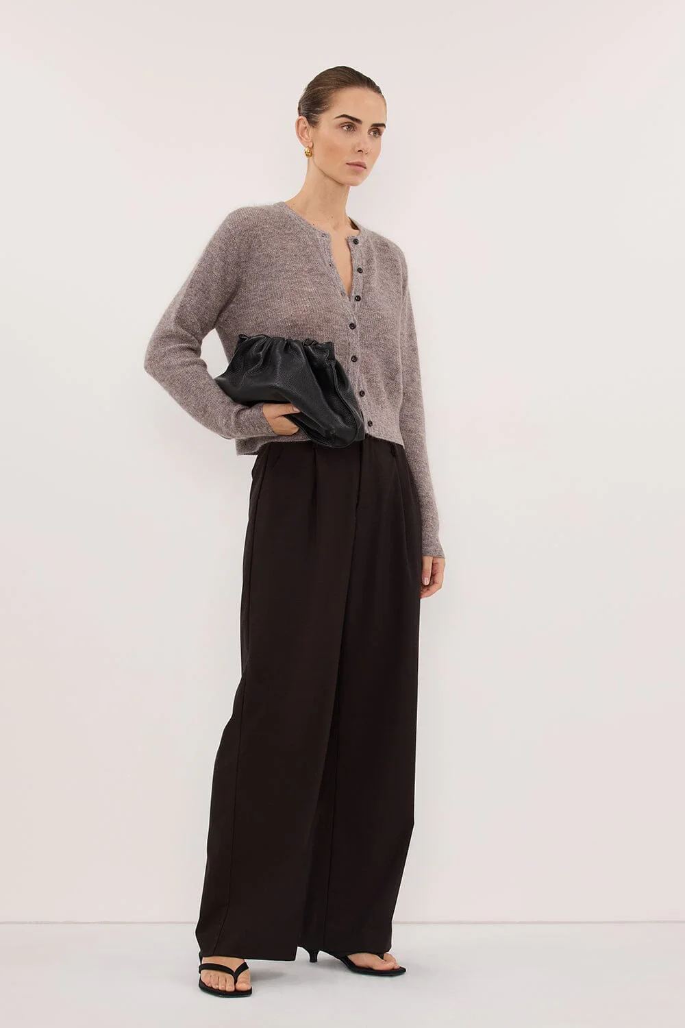 ONYX TAUPE MARLE KNIT CARDIGAN - Image 3