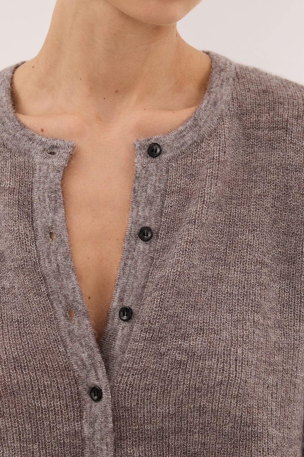 ONYX TAUPE MARLE KNIT CARDIGAN - Image 5