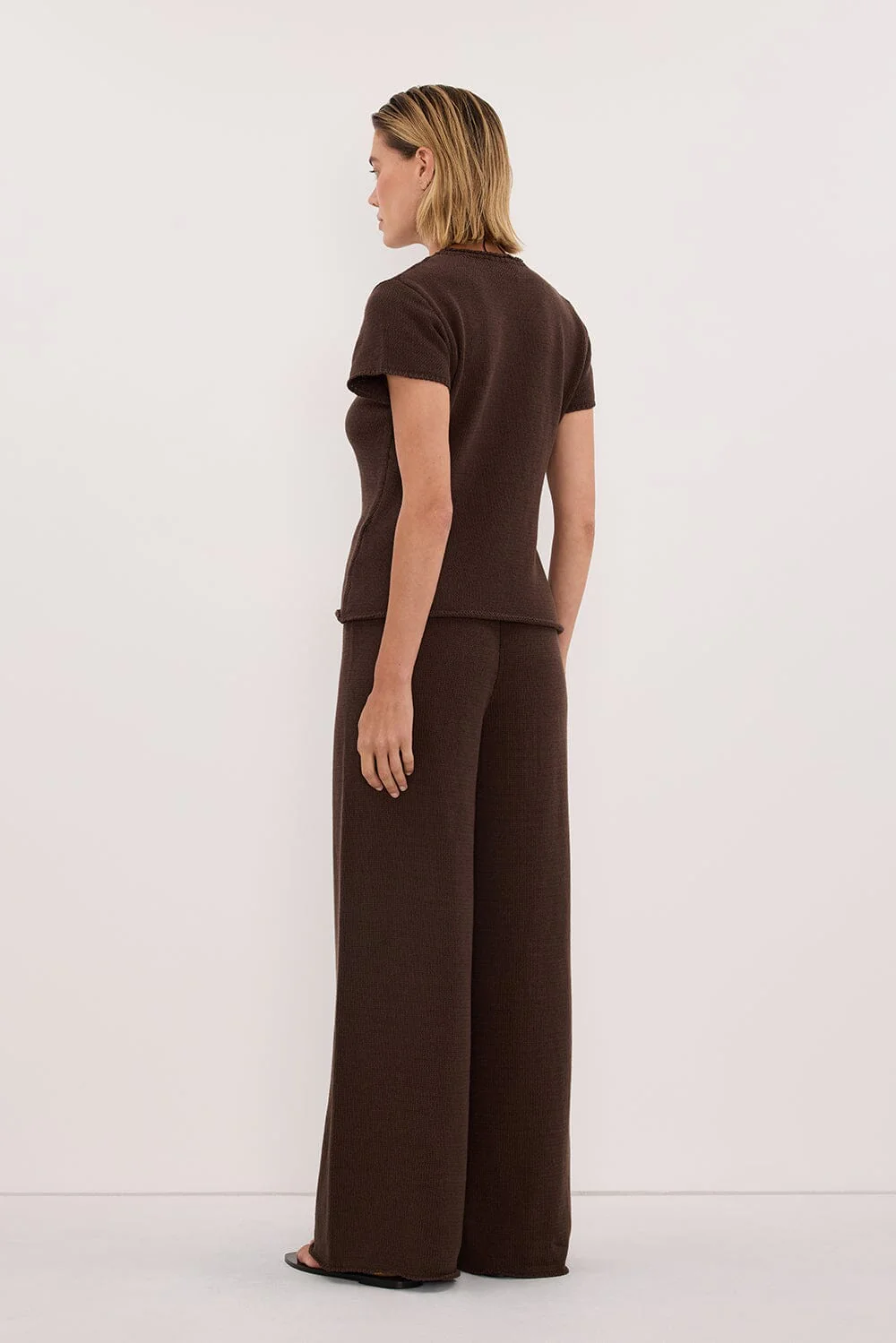 ORIA BURNT CHOC COTTON KNIT PANT - Image 4