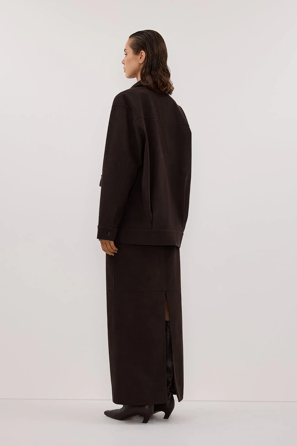 OTIS BITTER CHOC FAUX SUEDE JACKET - Image 4