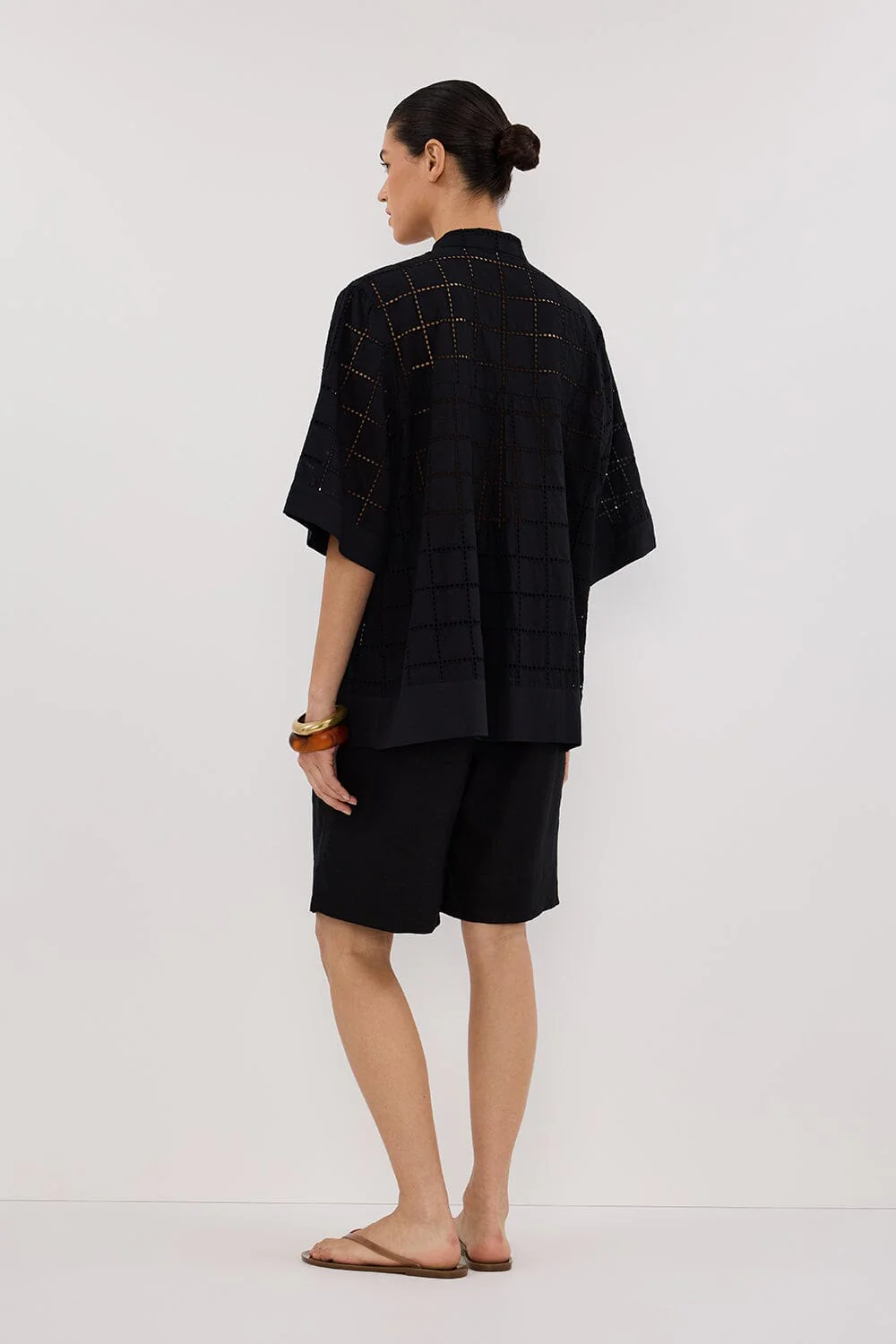 OWEN BLACK SLEEVED BRODERIE SHIRT - Image 4