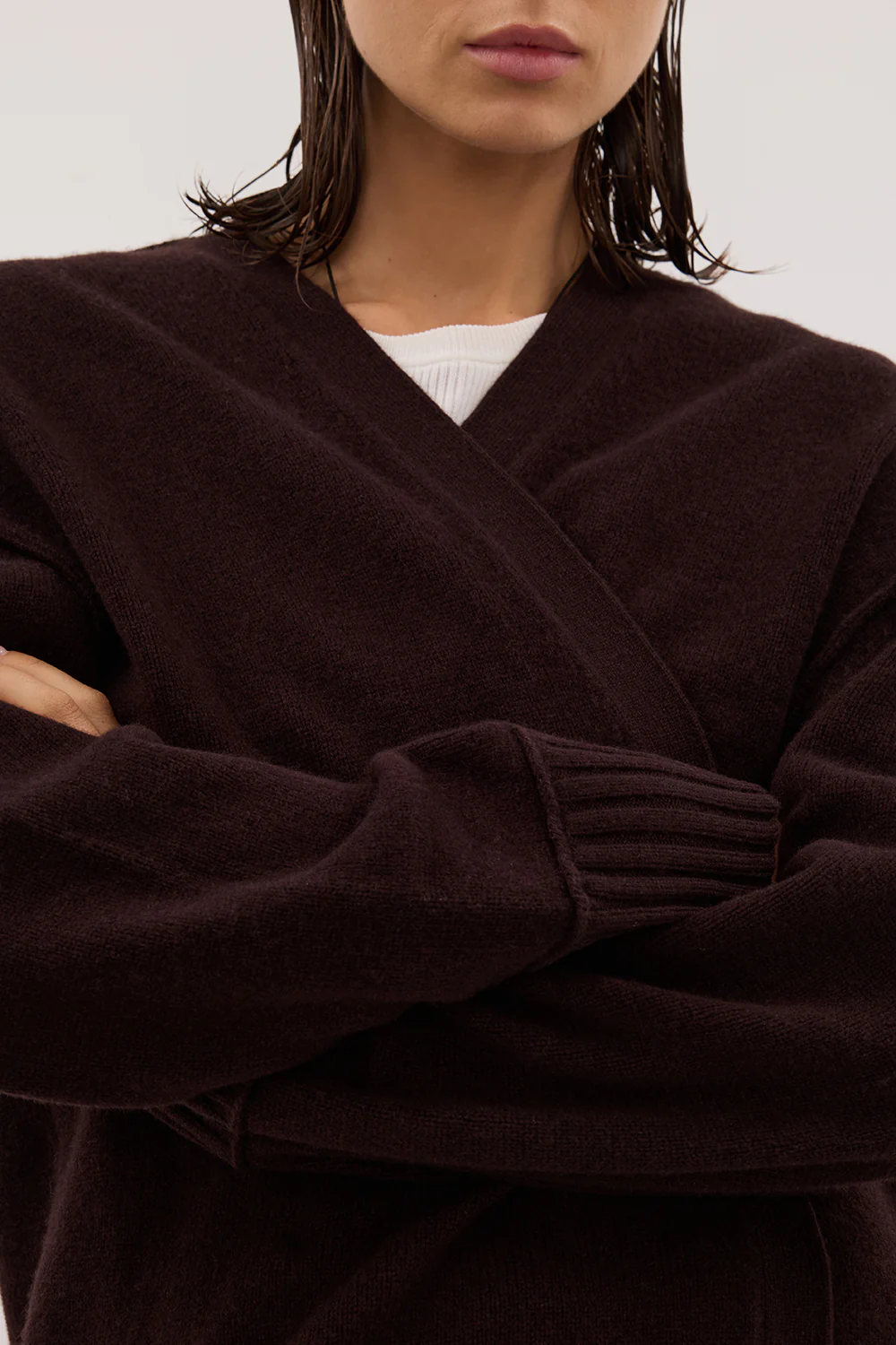 PAIGE CHOC LONGLINE WOOL KNIT COAT - Image 2