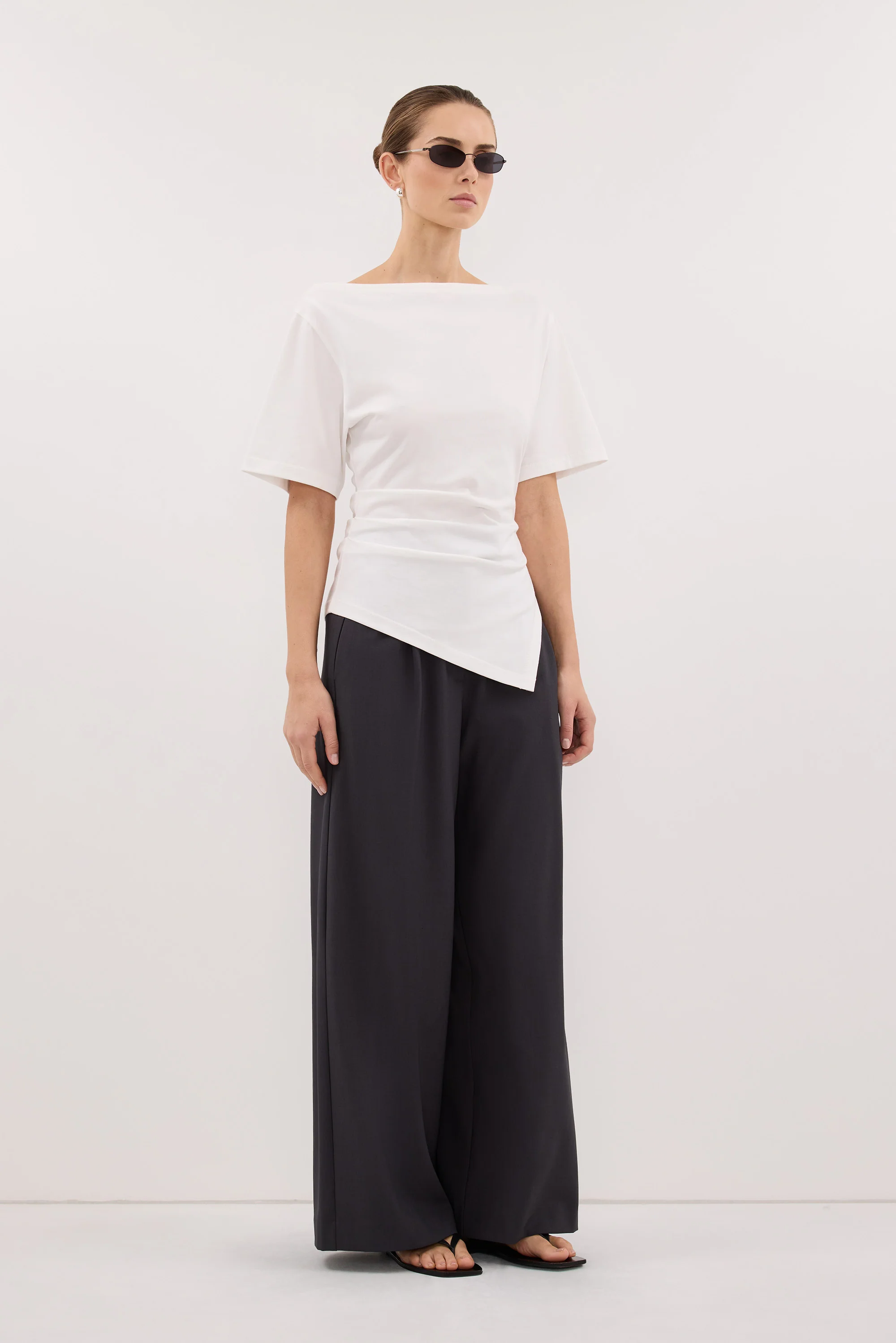 PARKER DARK GREY TAILORED WIDE LEG PANT - Image 3
