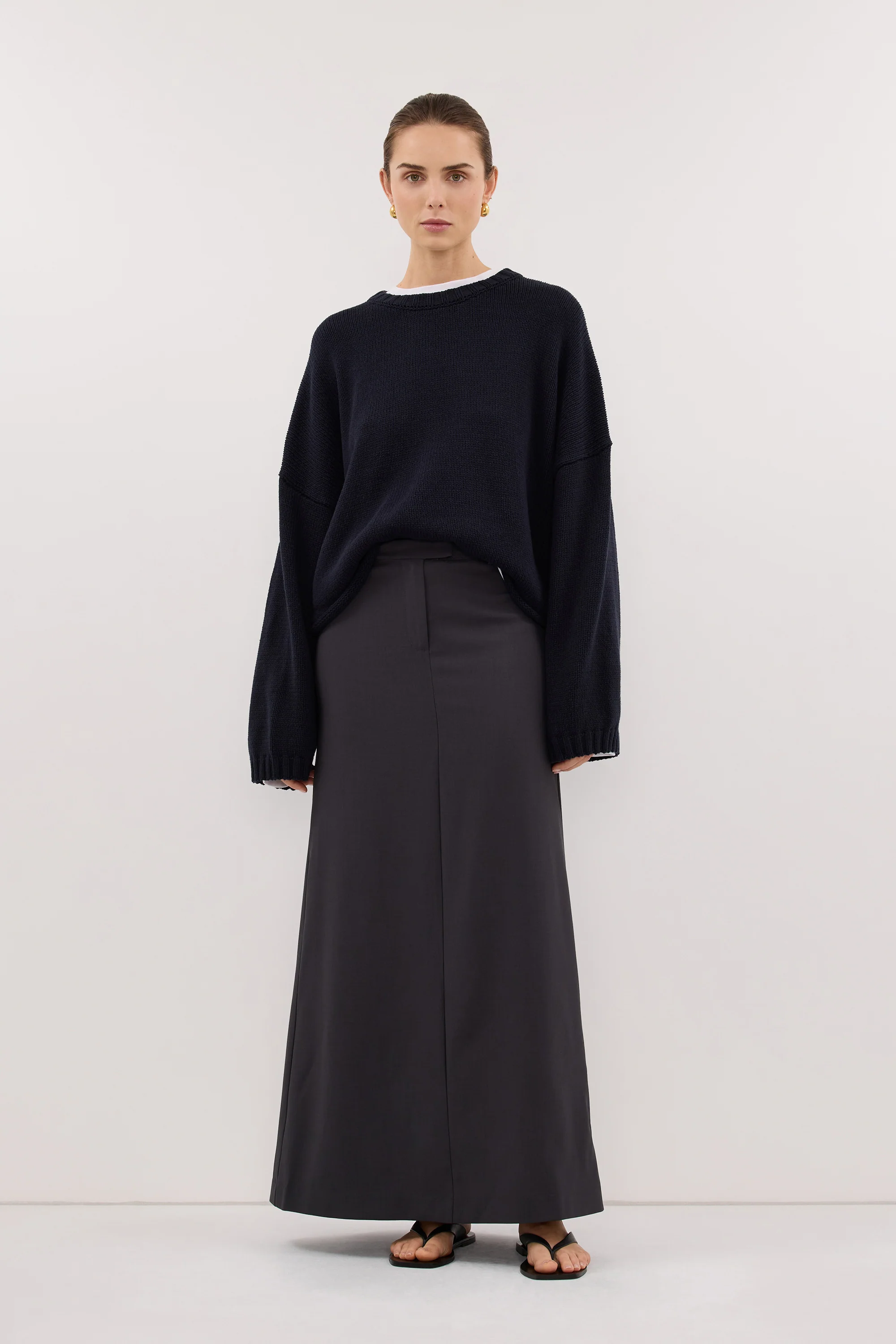 PARKER GREY TAILORED MAXI SKIRT - Image 3