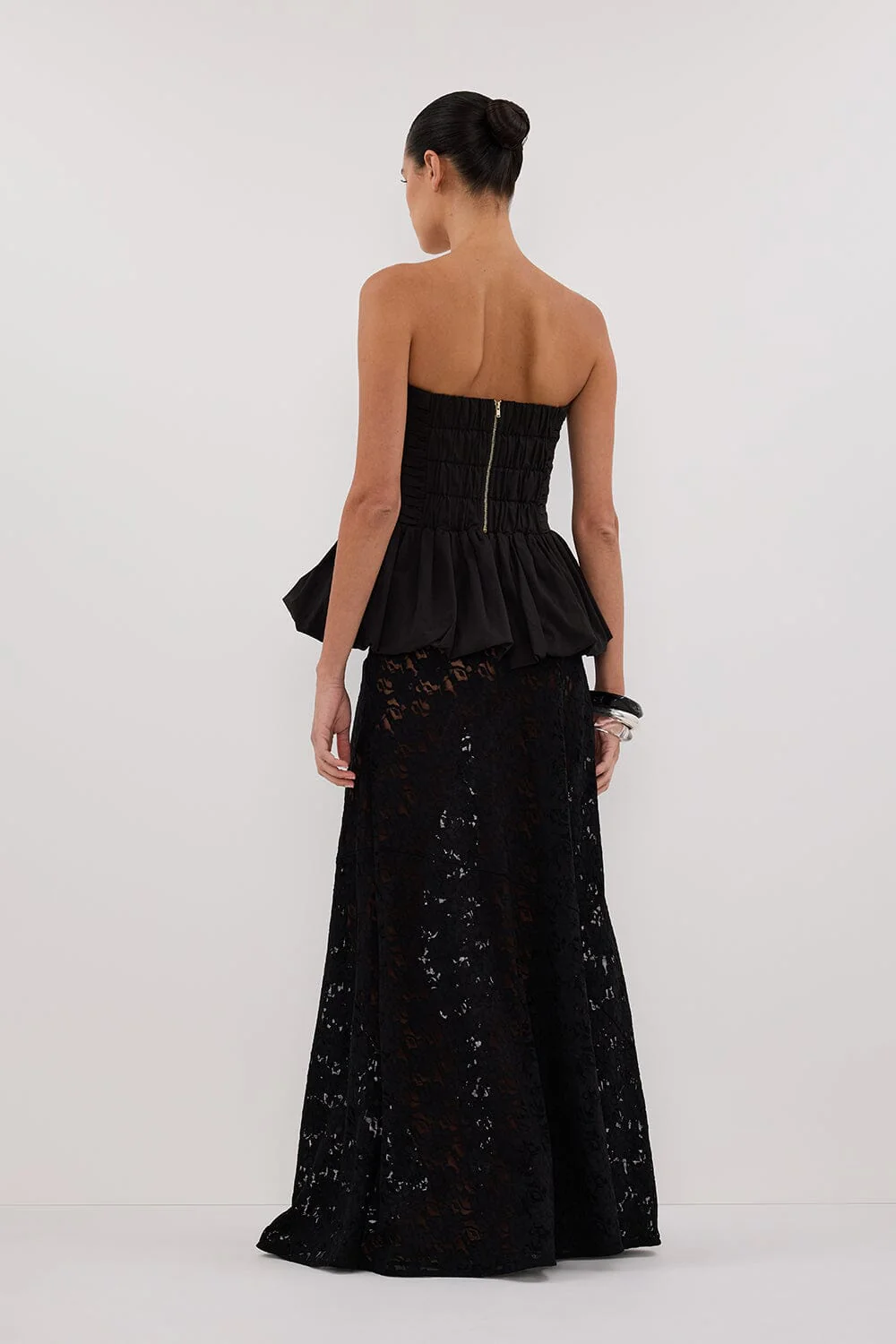 PEGGY BLACK COTTON STRAPLESS TOP - Image 4