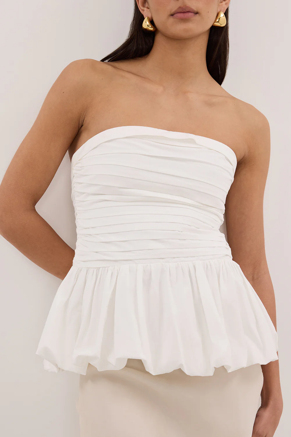 PEGGY WHITE COTTON STRAPLESS TOP - Image 8