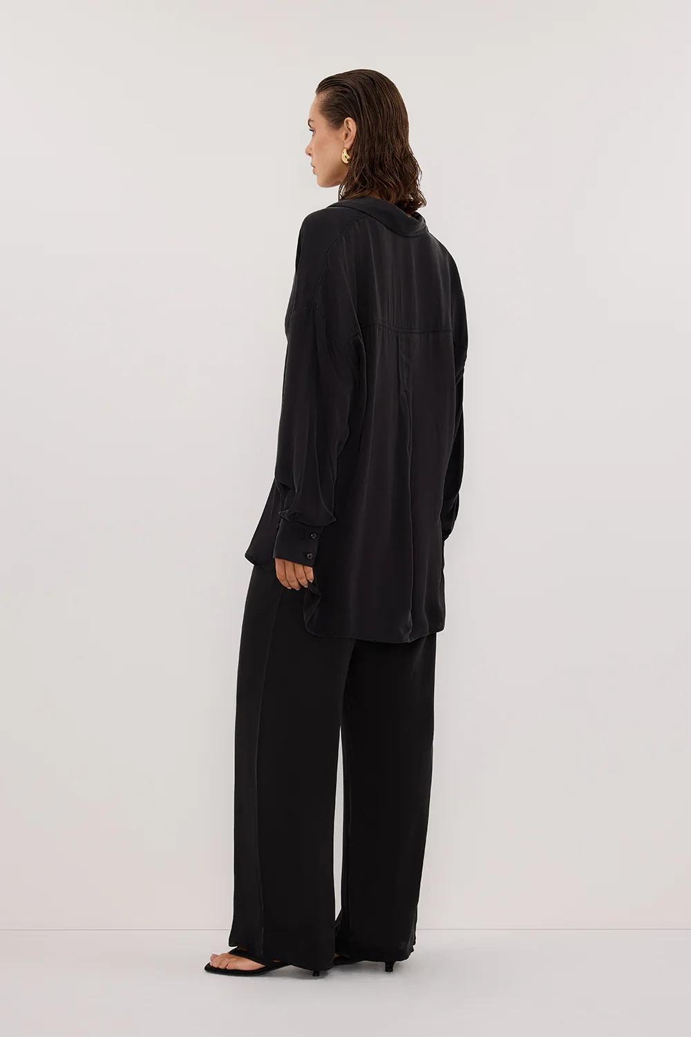 PERCY BLACK SILK LONG SLEEVE SHIRT - Image 4
