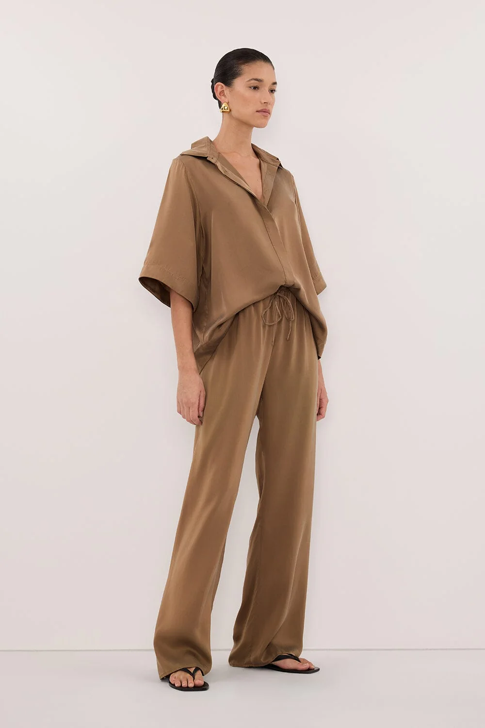 PERCY CHESTNUT SILK SHIRT - Image 3