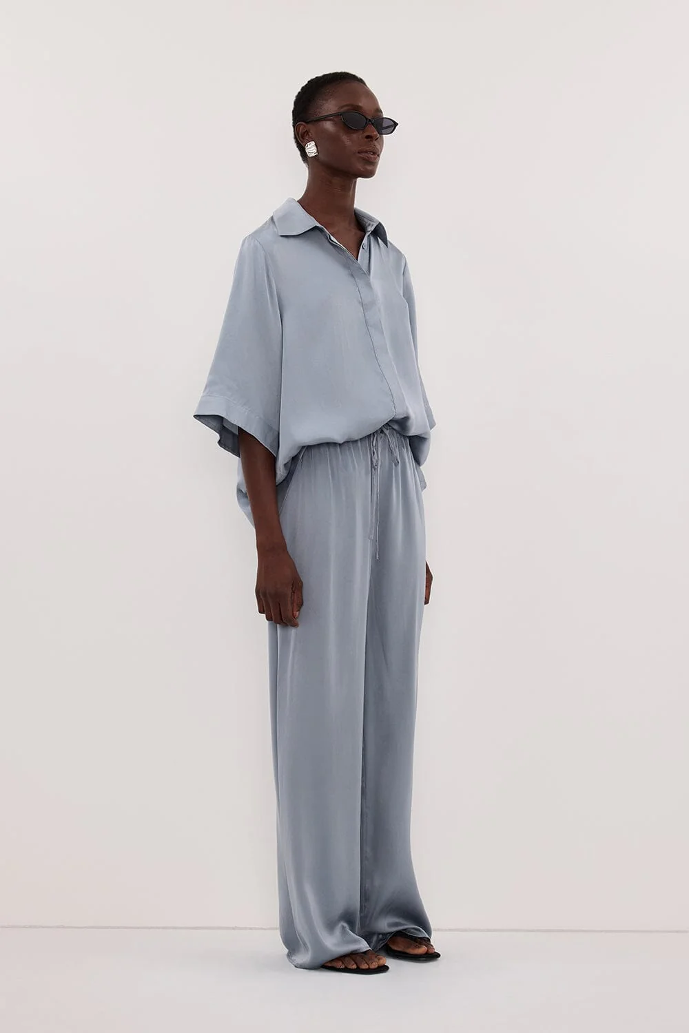 PERCY DUSTY BLUE SILK PANT - Image 4