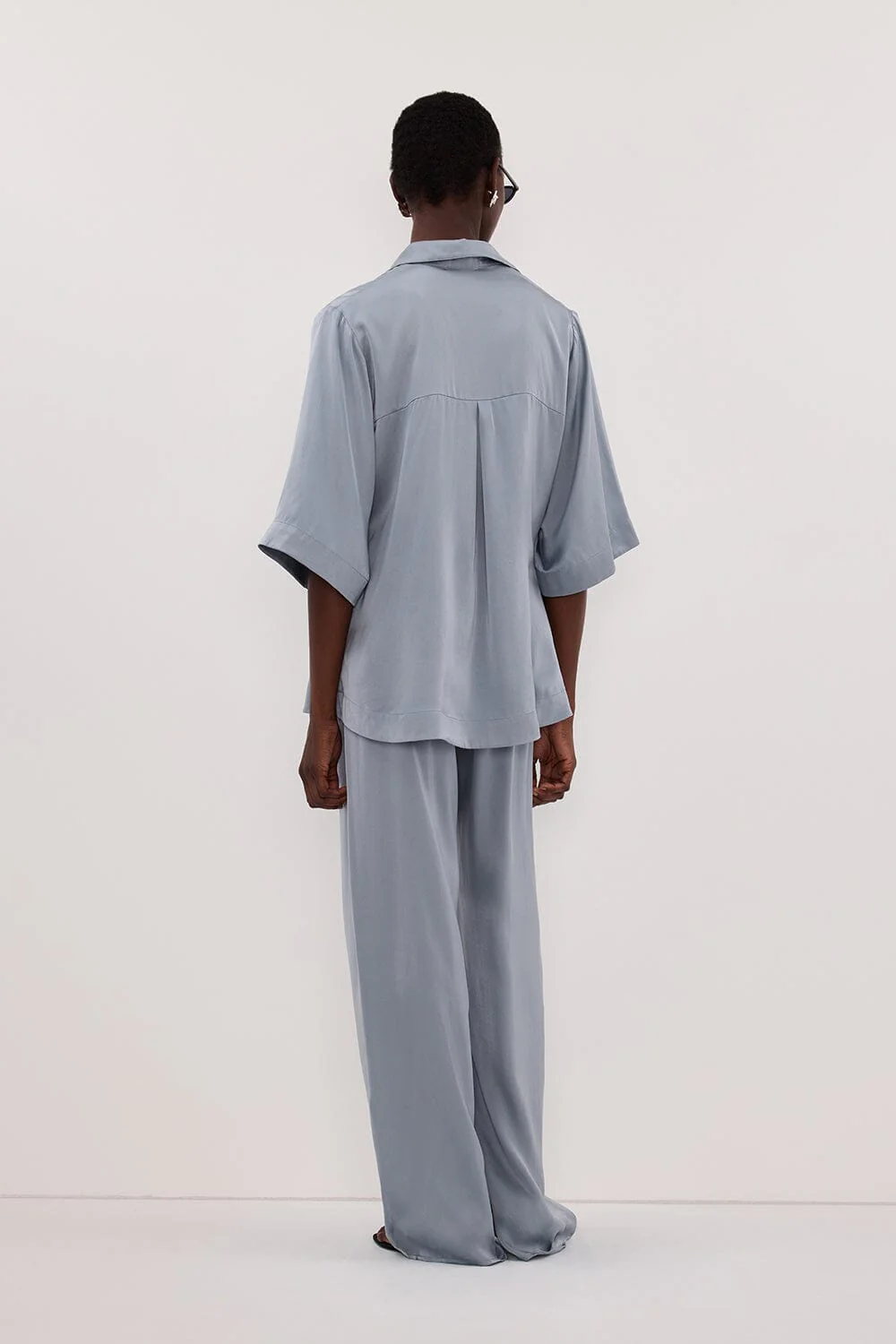 PERCY DUSTY BLUE SILK PANT - Image 5