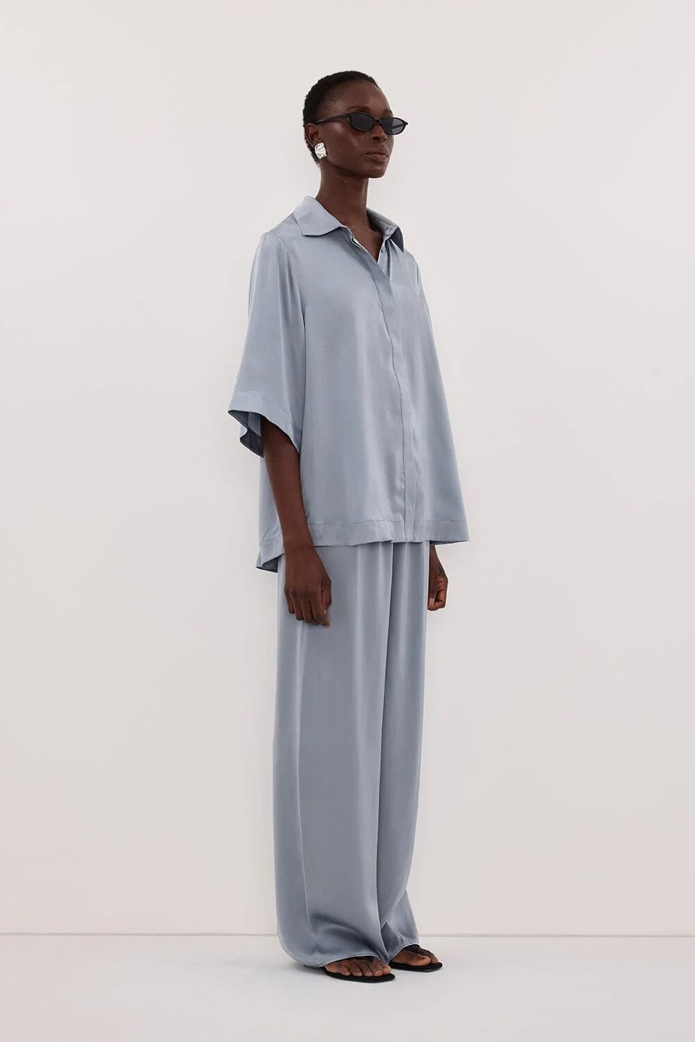 PERCY DUSTY BLUE SILK SHIRT - Image 4