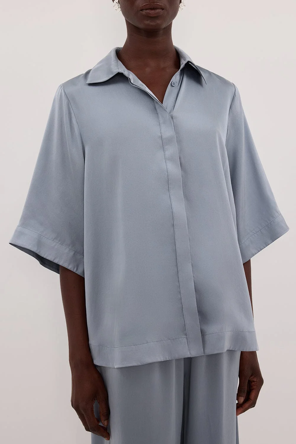 PERCY DUSTY BLUE SILK SHIRT - Image 6
