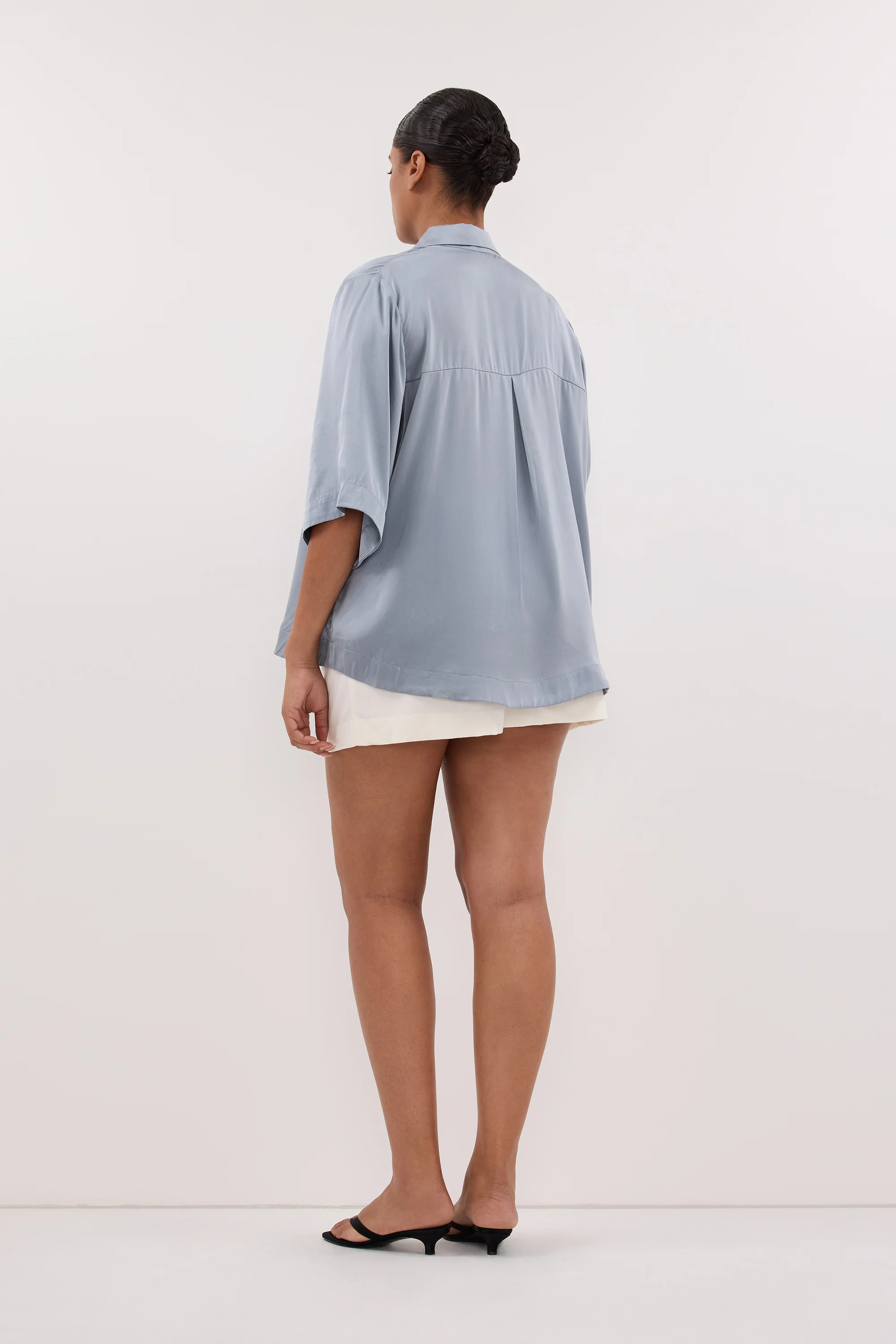 PERCY DUSTY BLUE SILK SHIRT - Image 8