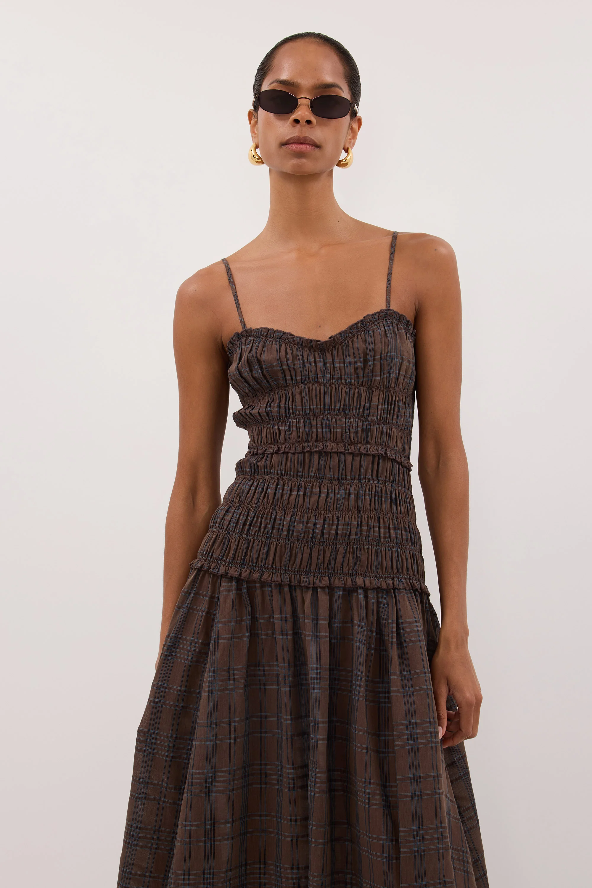 PETRA CHOC CHECK MIDI DRESS - Image 2